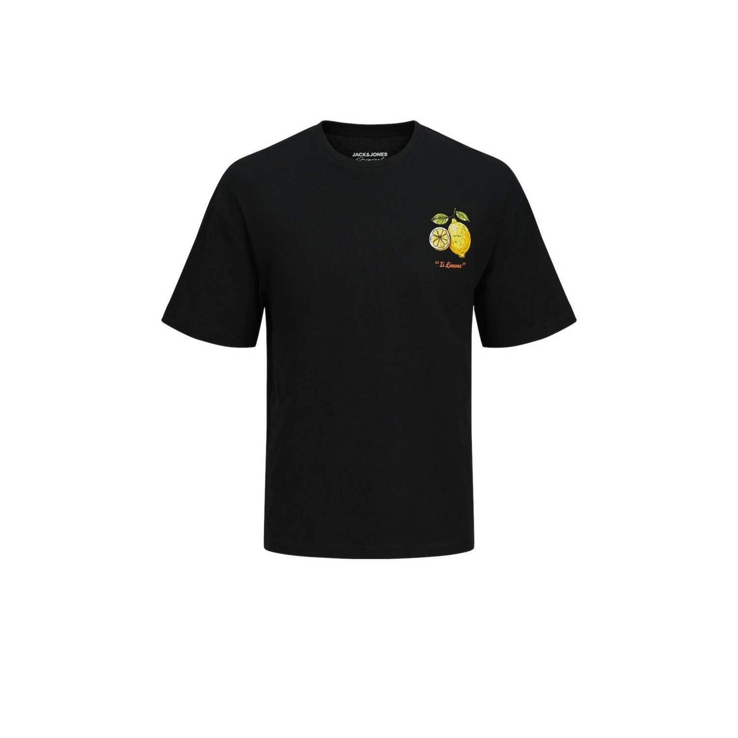 JACK & JONES ORIGINALS oversized T-shirt JORLIMONE met backprint zwart