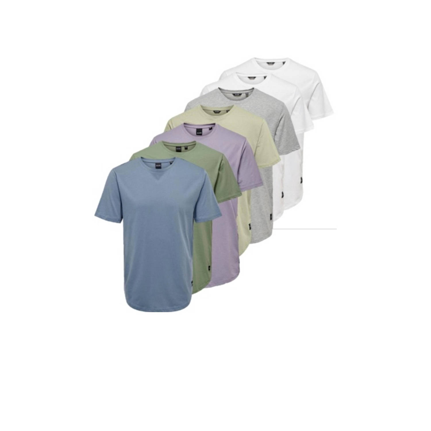 ONLY & SONS long line fit T-shirt (set van 7)