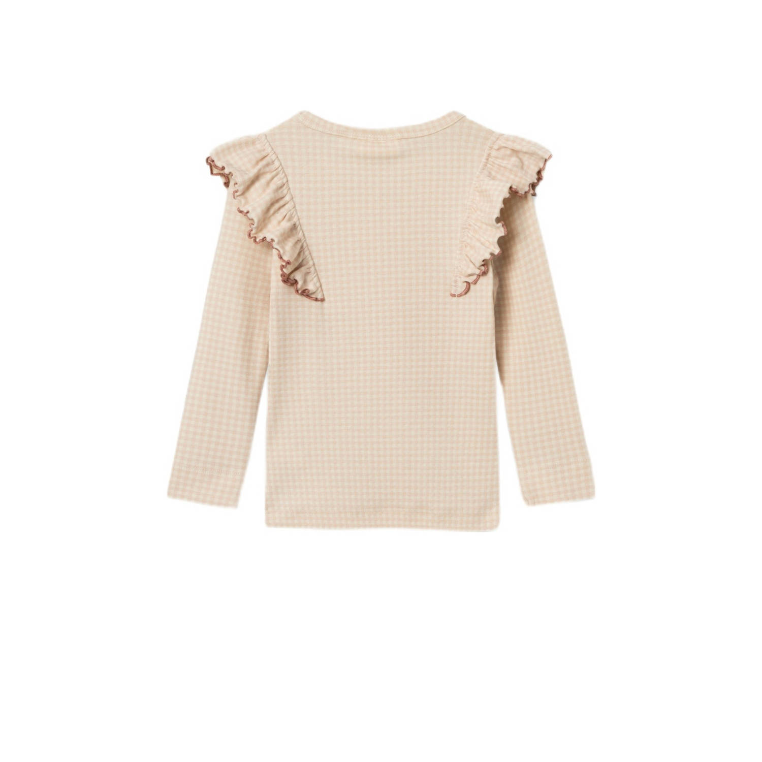 LIL' ATELIER MINI geruite longsleeve lichtroze ecru