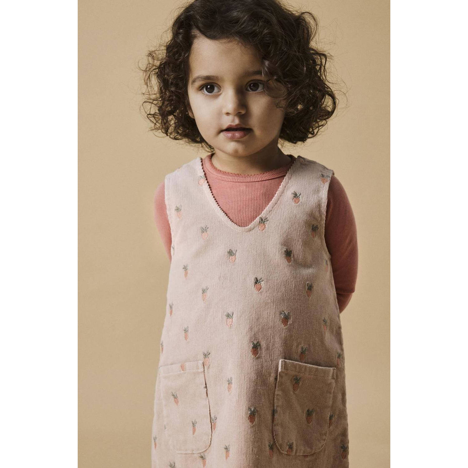 LIL' ATELIER MINI overgooier met all over print roze Jurk Meisjes Katoen V-hals 104