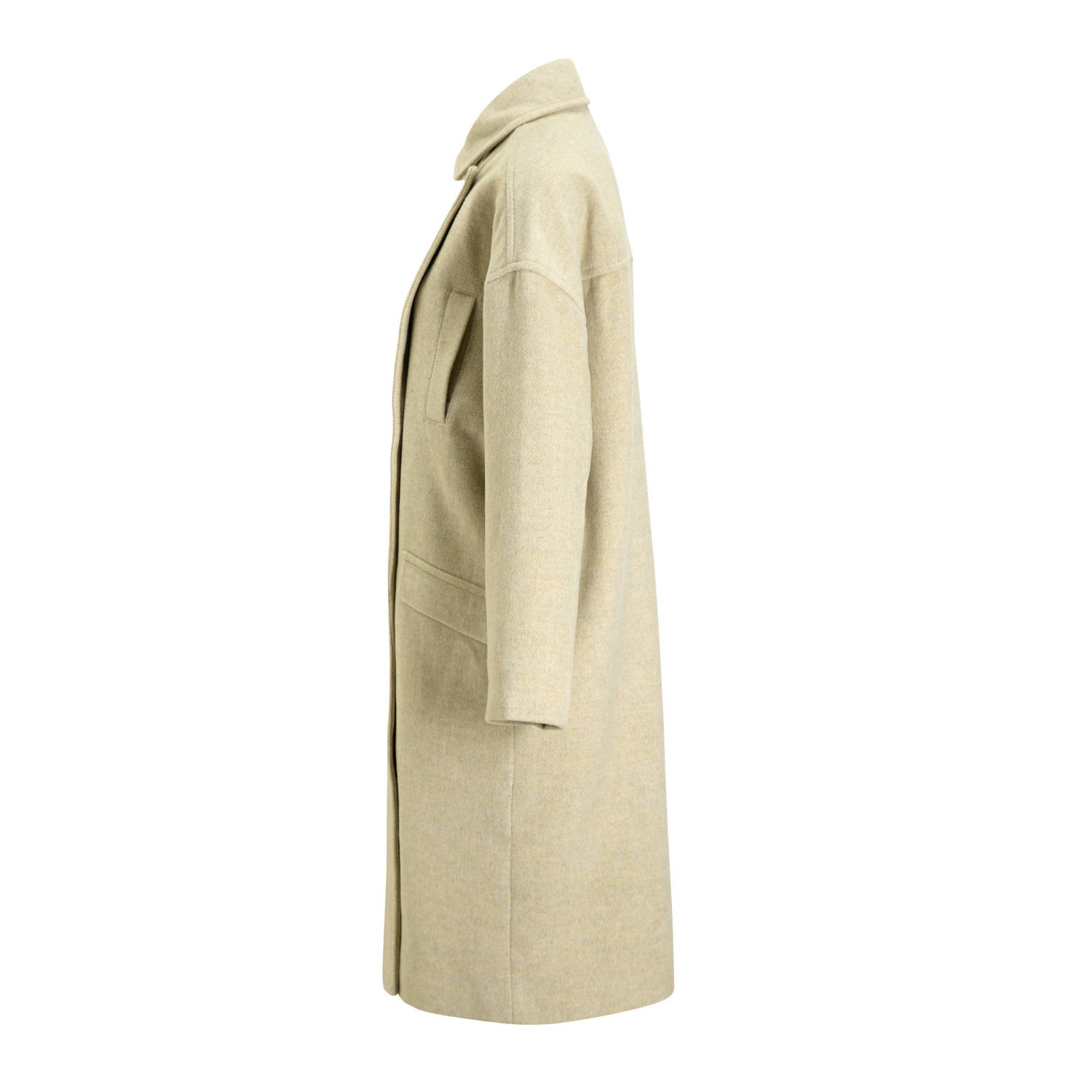 anytime oversized wollen jas crème