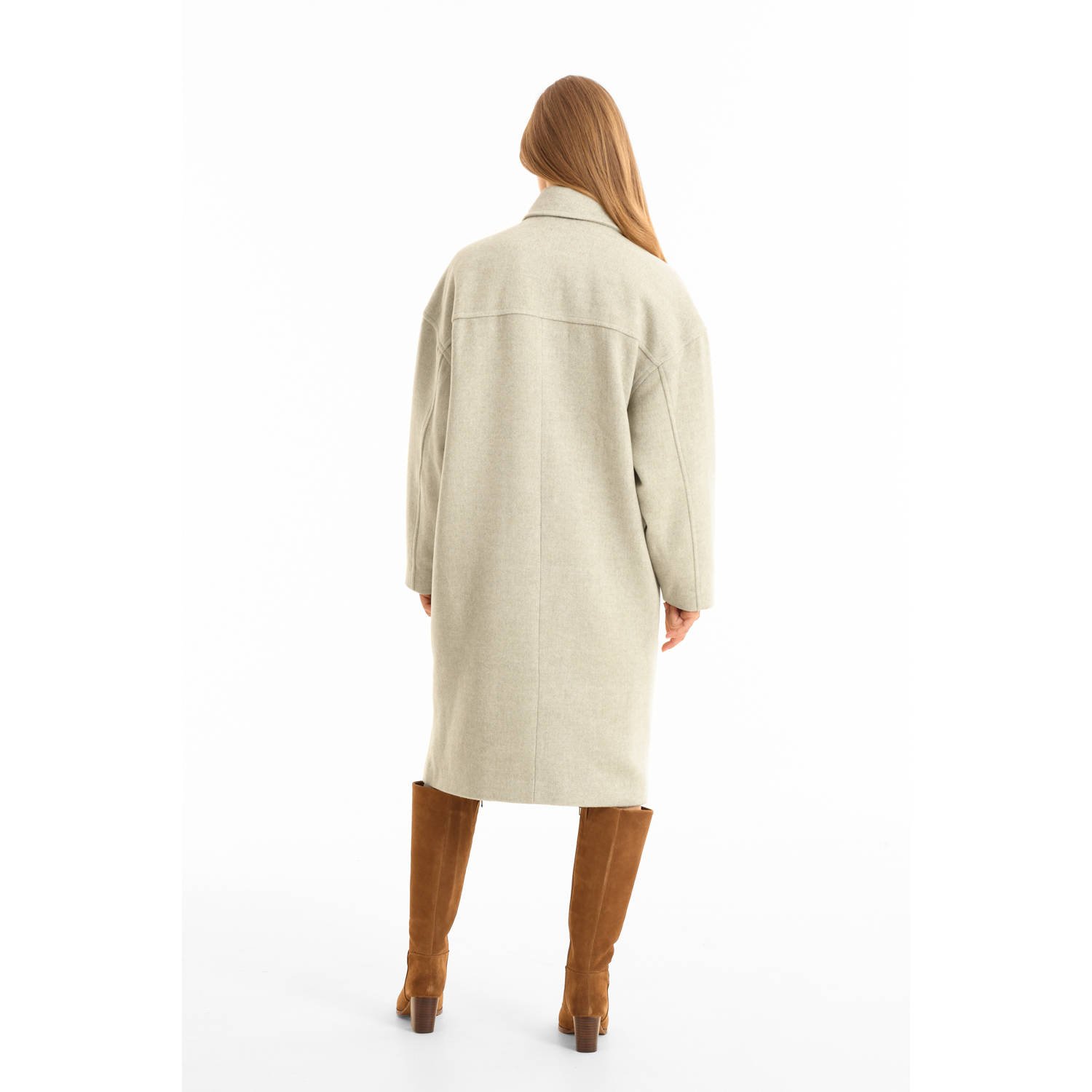 anytime oversized wollen jas crème