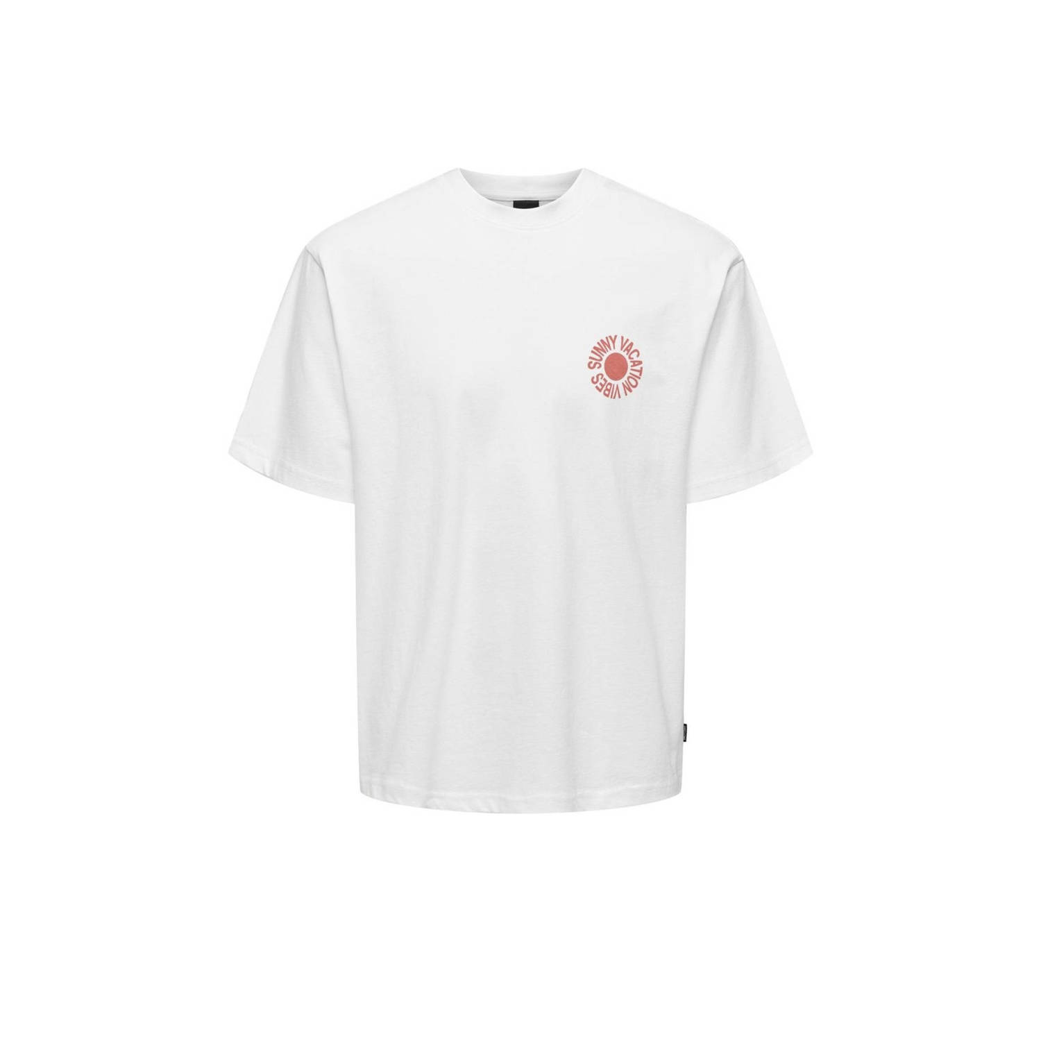 ONLY & SONS T-shirt ONSKASEN met backprint bright white