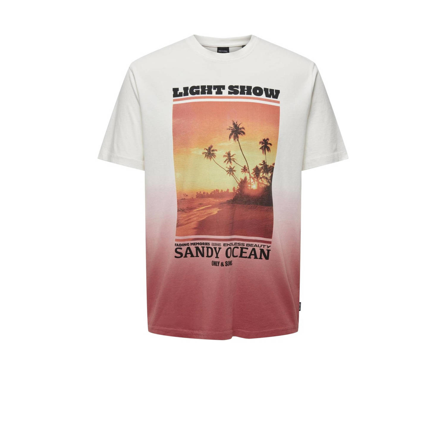 ONLY & SONS T-shirt ONSKELLAN met printopdruk wit roze