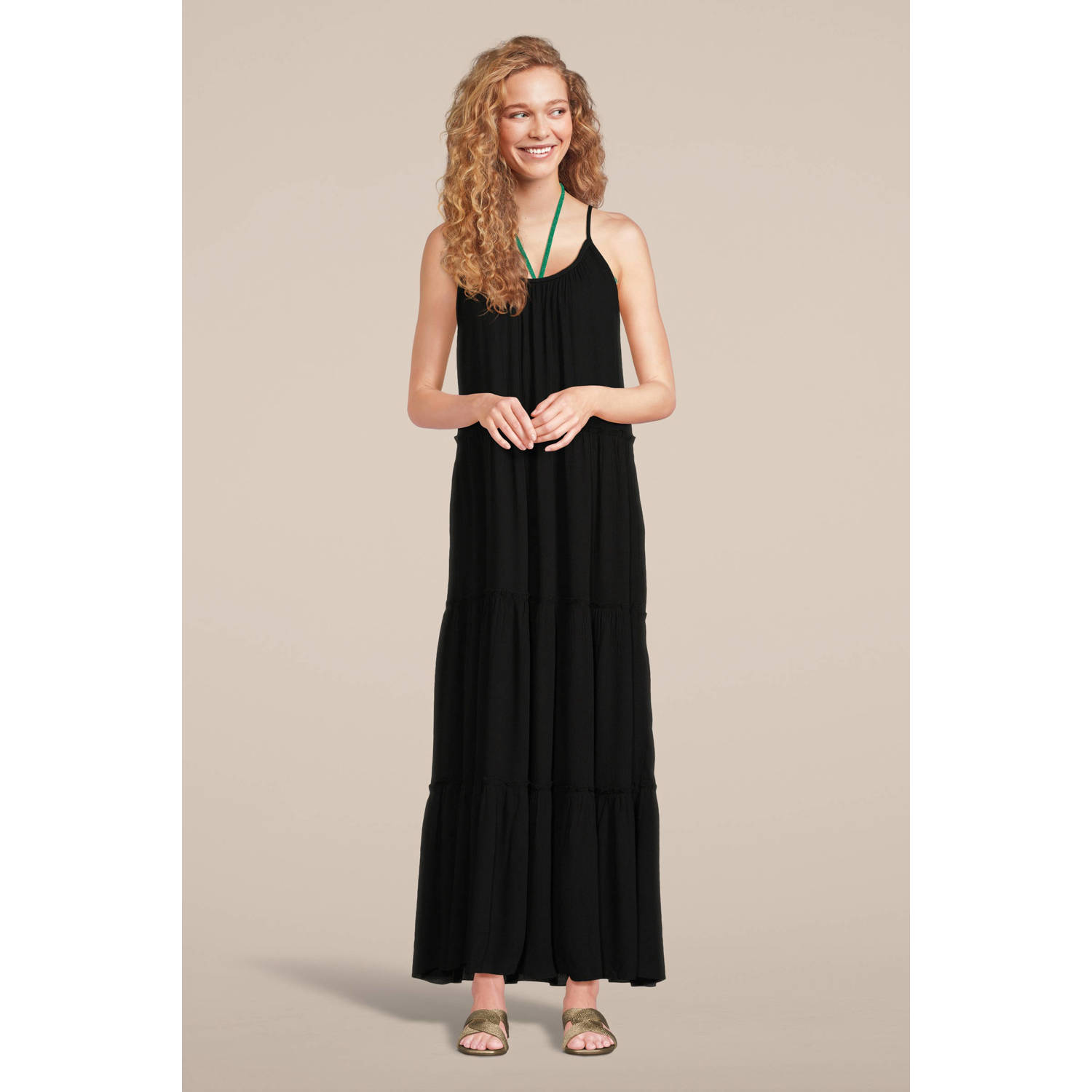 BEACHWAVE crinkle strandjurk zwart