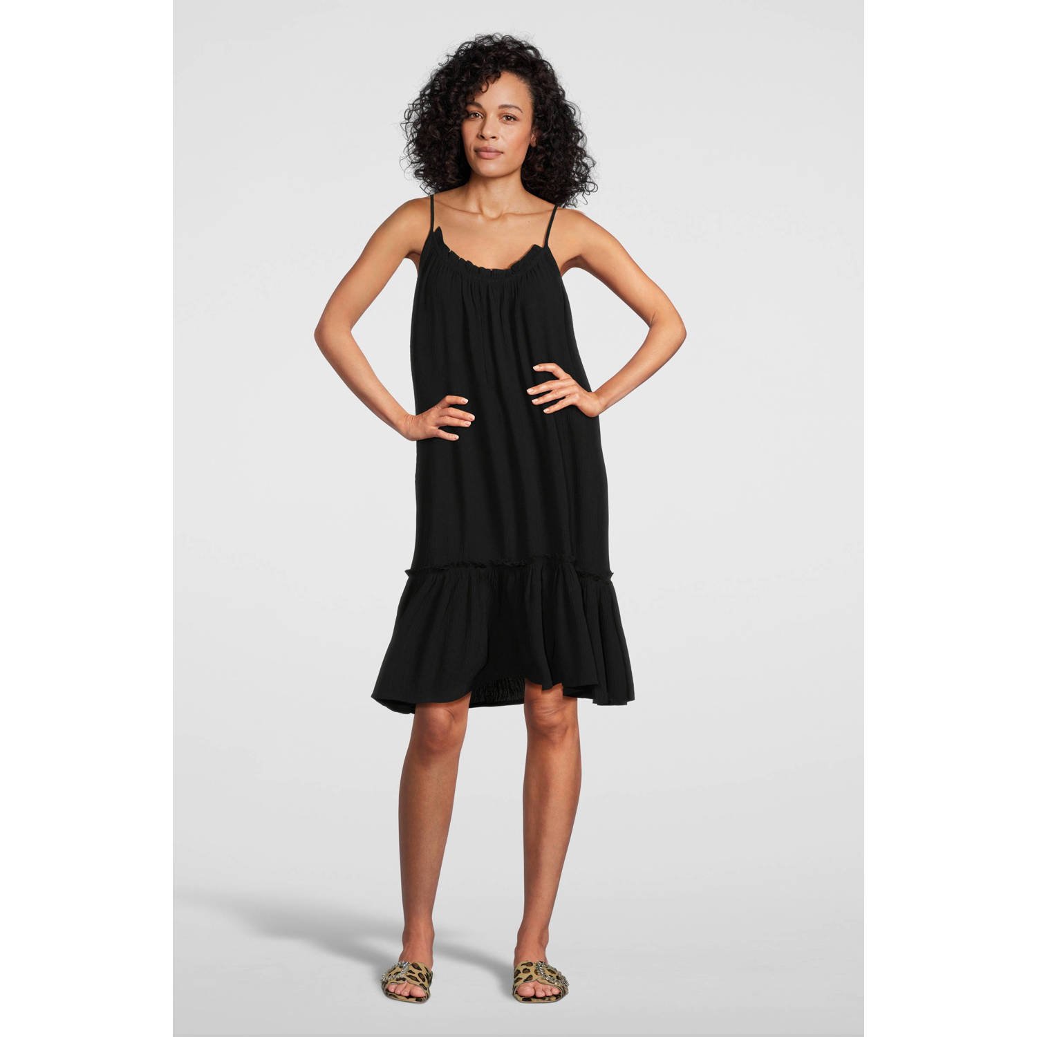 BEACHWAVE crinkle strandjurk zwart