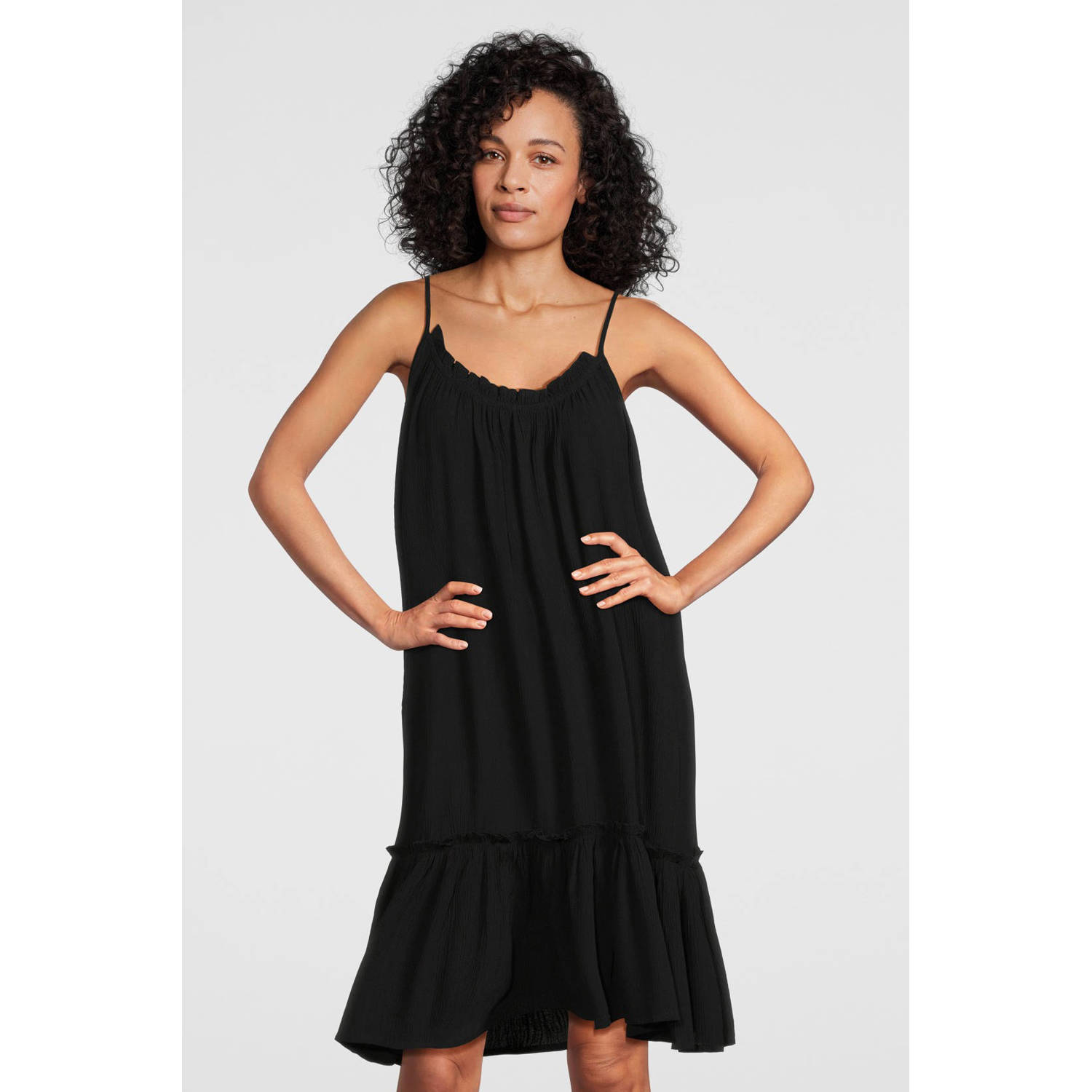 BEACHWAVE crinkle strandjurk zwart