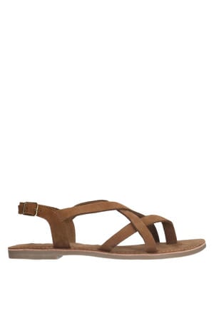 suède sandalen cognac