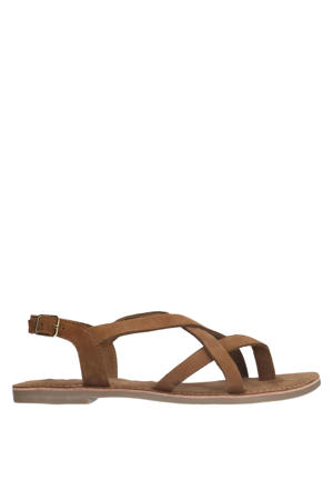 suède sandalen cognac