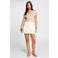 Morgan top met contrastbies beige