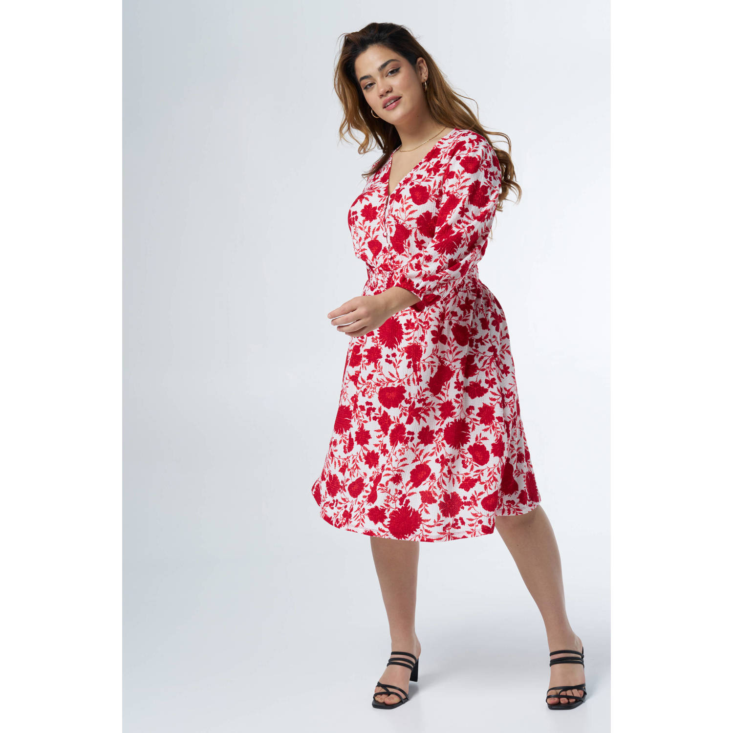 MS Mode jurk met all over print rood wit