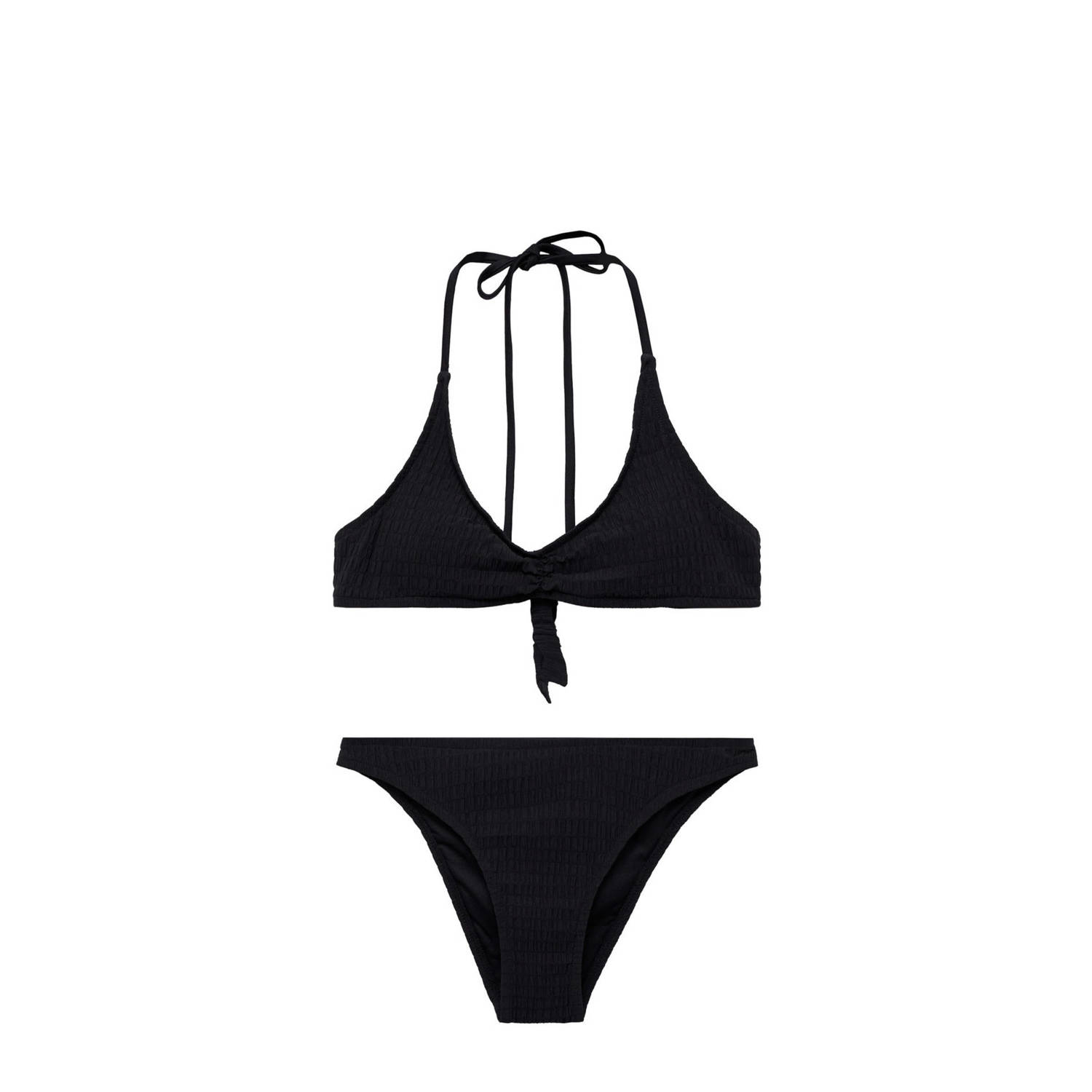 Mango Kids bikini met textuur zwart Meisjes Polyamide Effen 152(XXS)