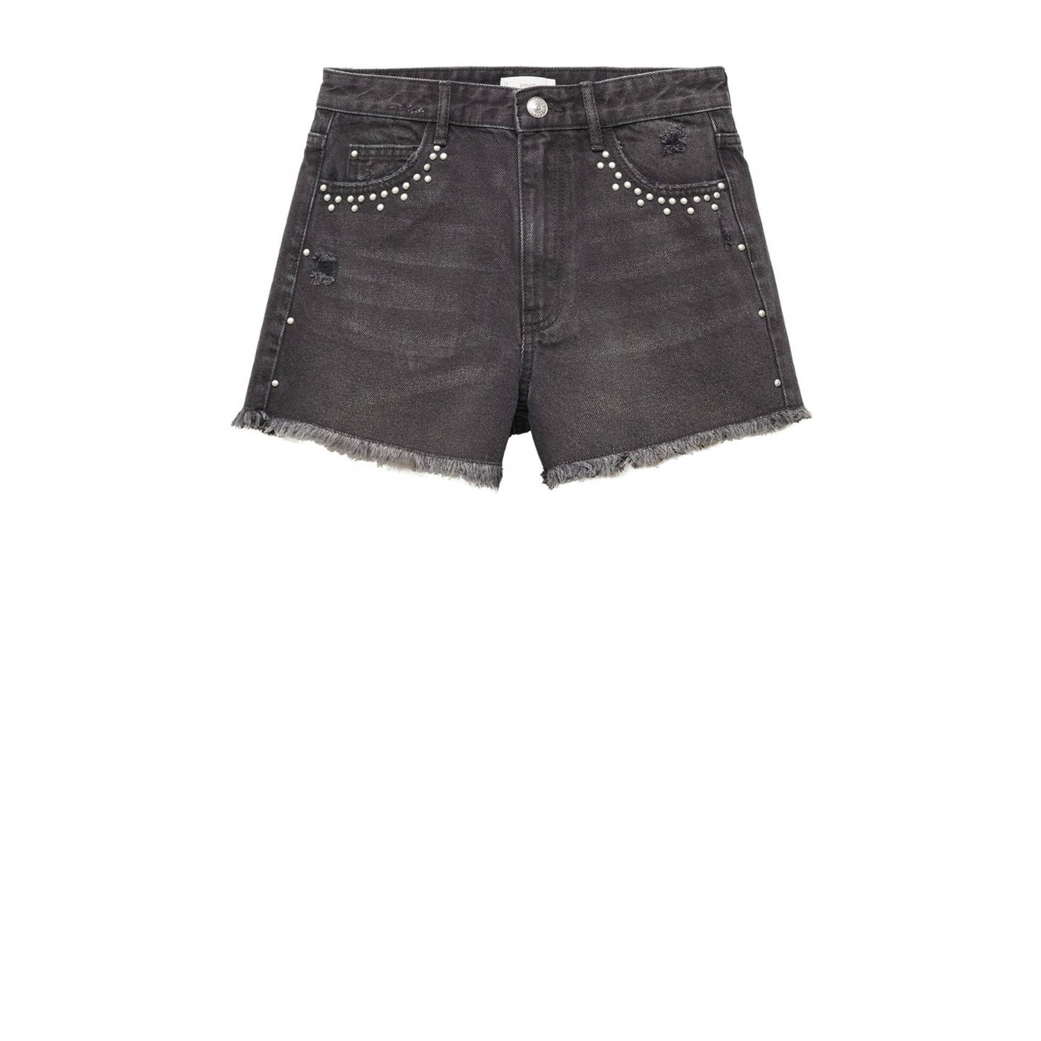 Mango Kids denim short grey denim Korte broek Grijs Effen 152(XXS)