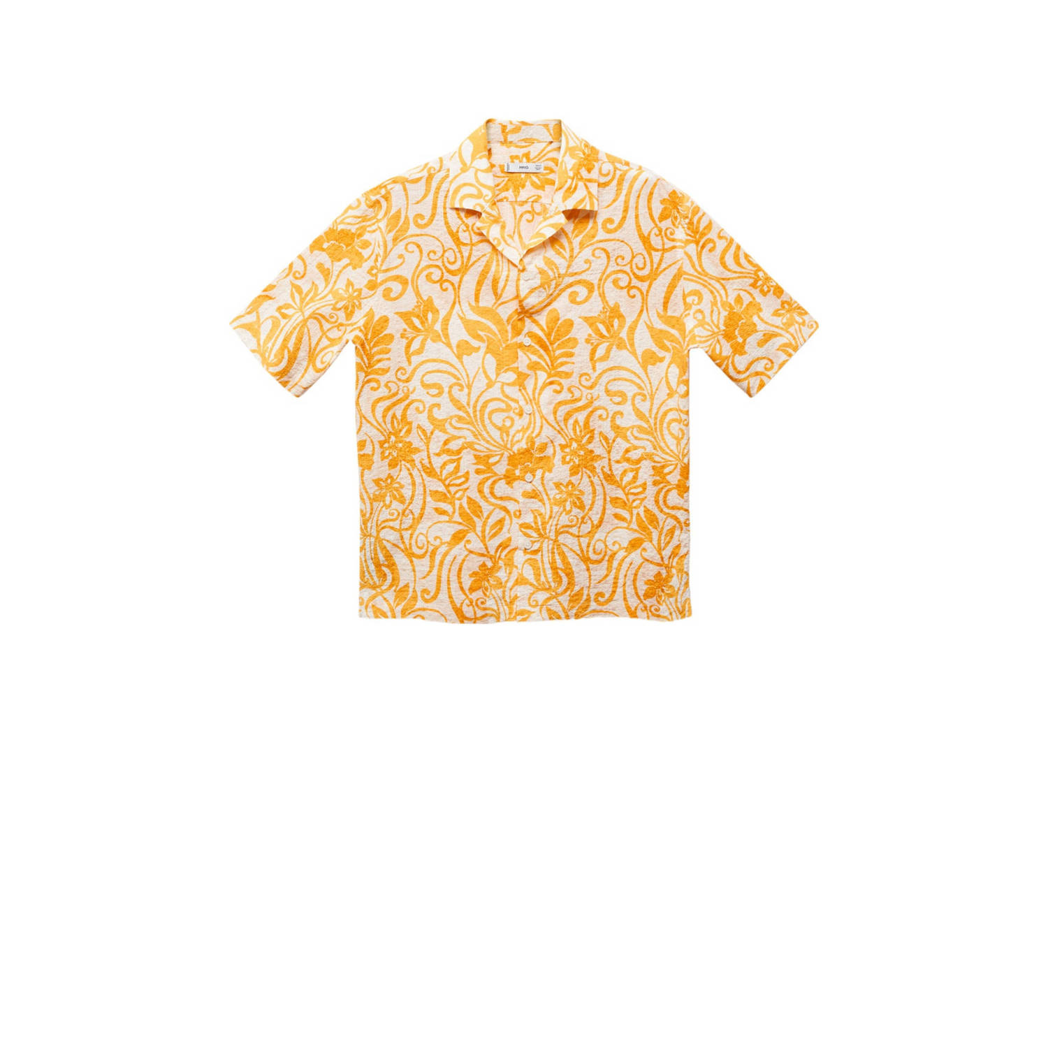 Mango Man regular fit overhemd met all over print oranje