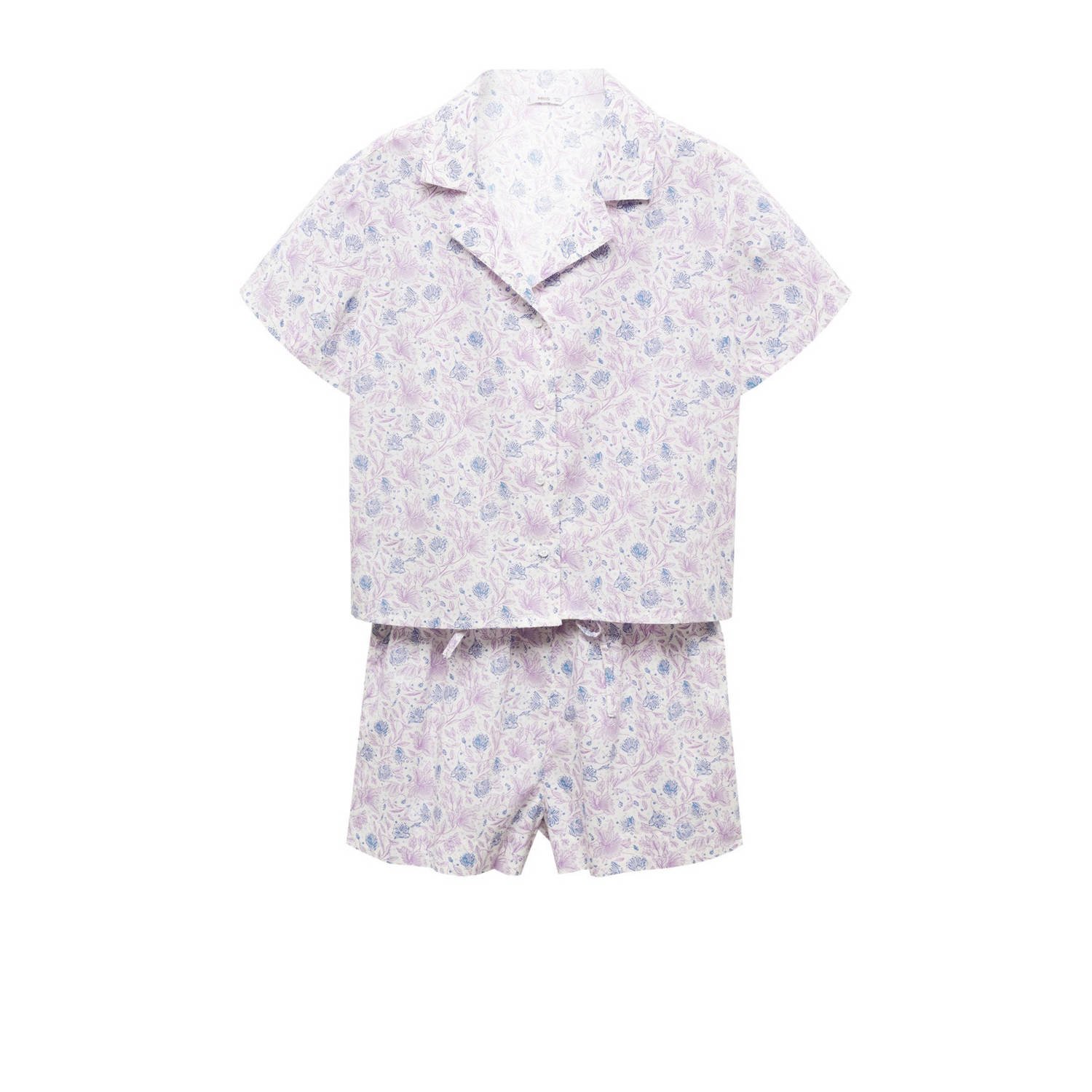 Mango Kids shortama met all over print lila Paars Meisjes Katoen V-hals 152(XXS)