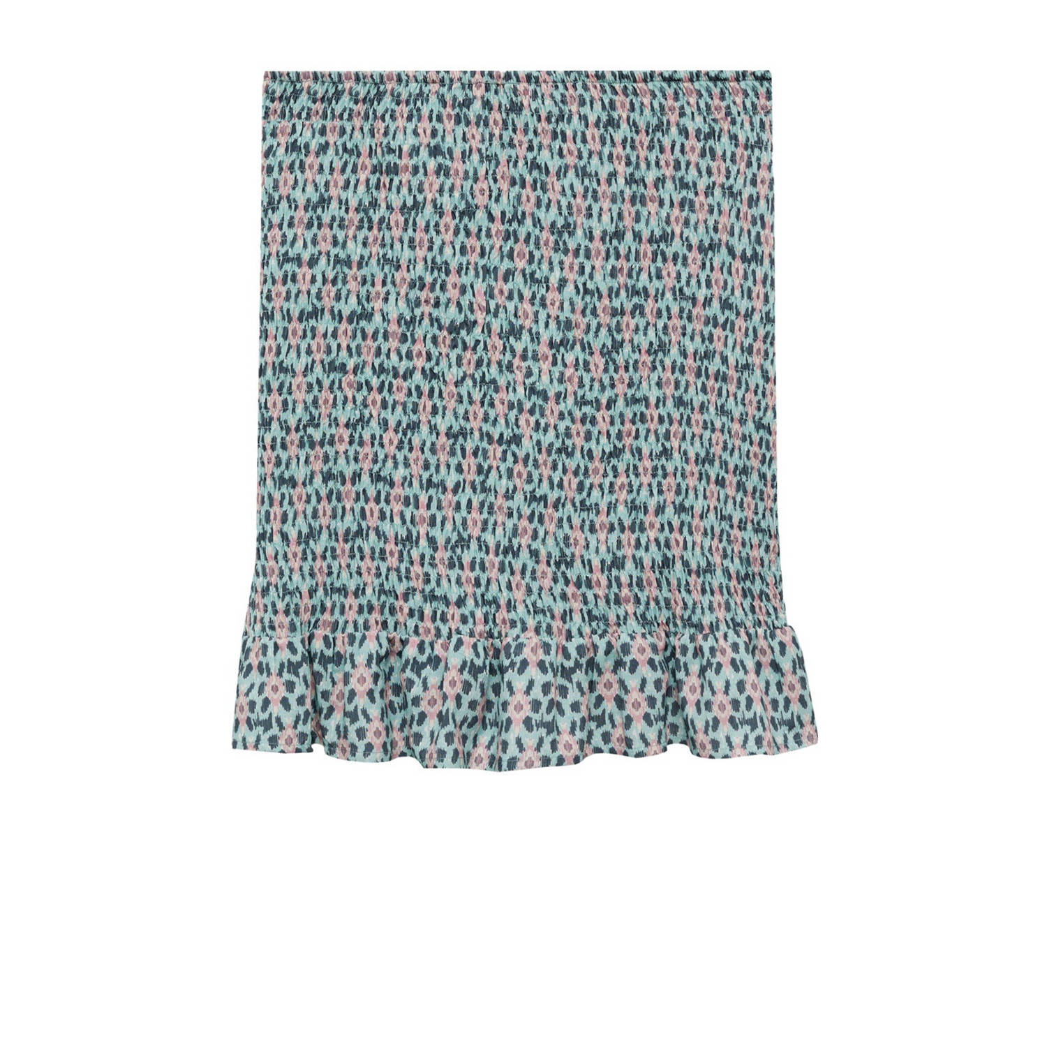 Mango Kids rok met all over print en ruches groen Meisjes Viscose All over print 152(XXS)