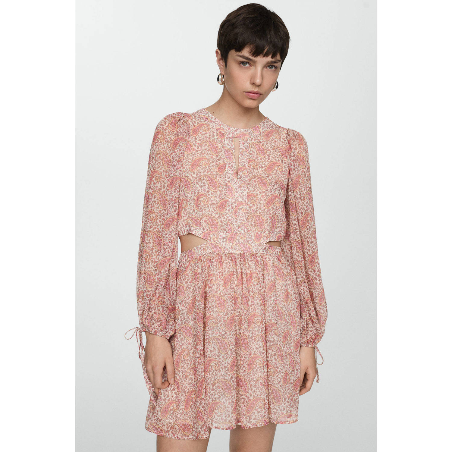 Mango jurk met paisleyprint roze multi