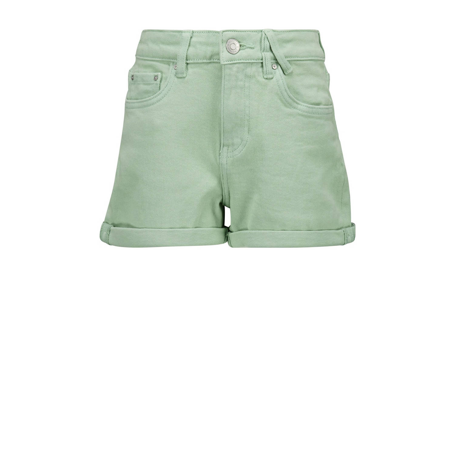 America Today denim short lichtgroen Korte broek Effen 134 140