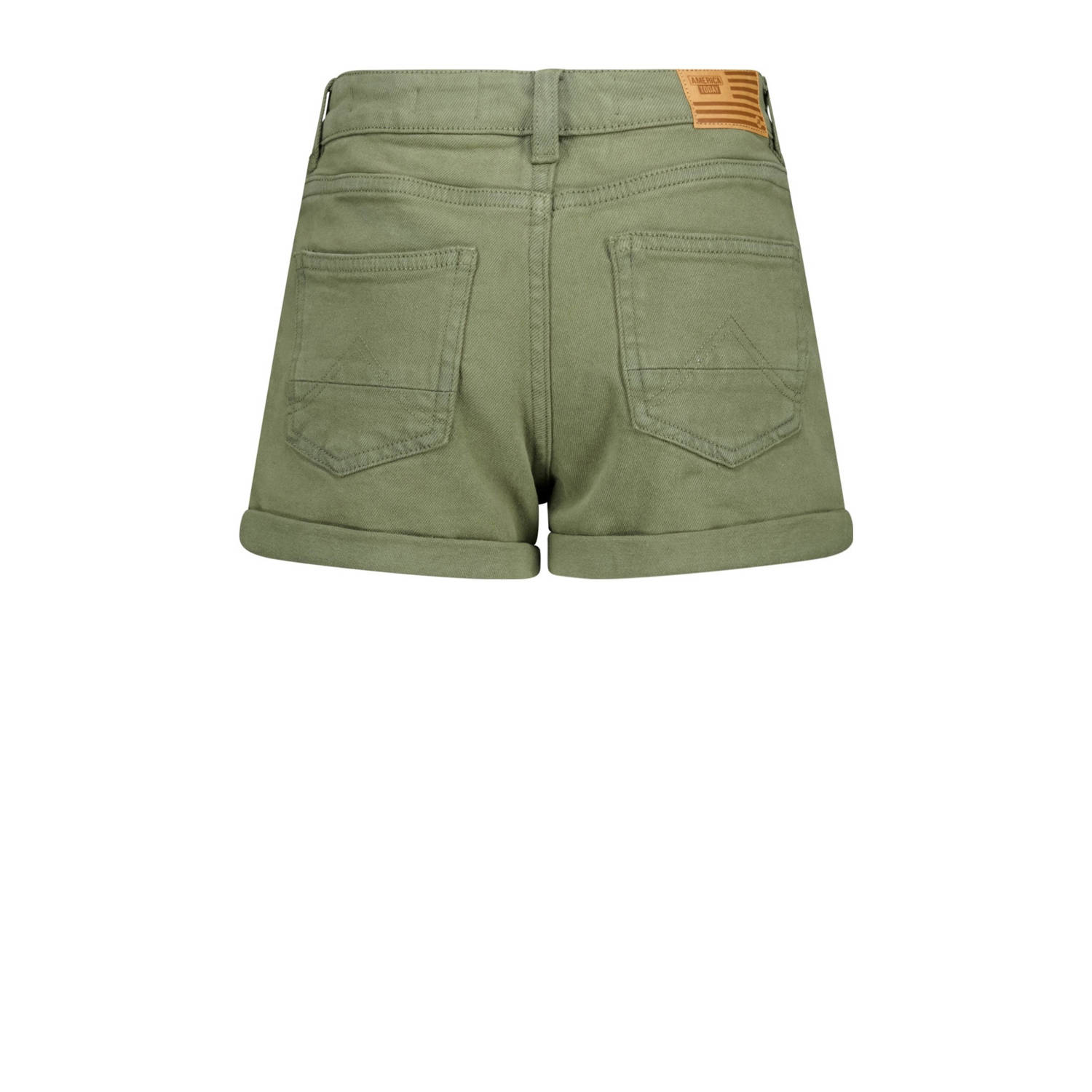 America Today denim short olijfgroen