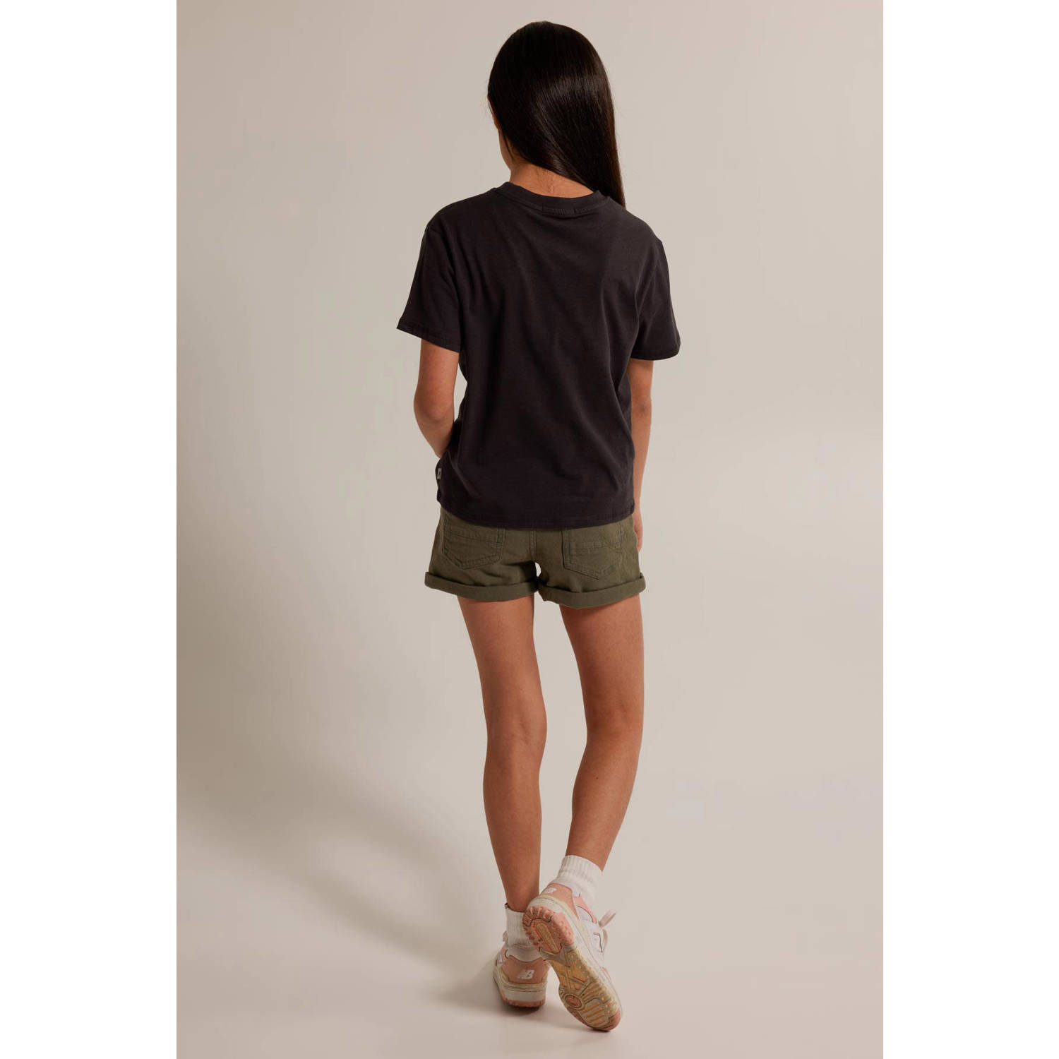 America Today denim short olijfgroen