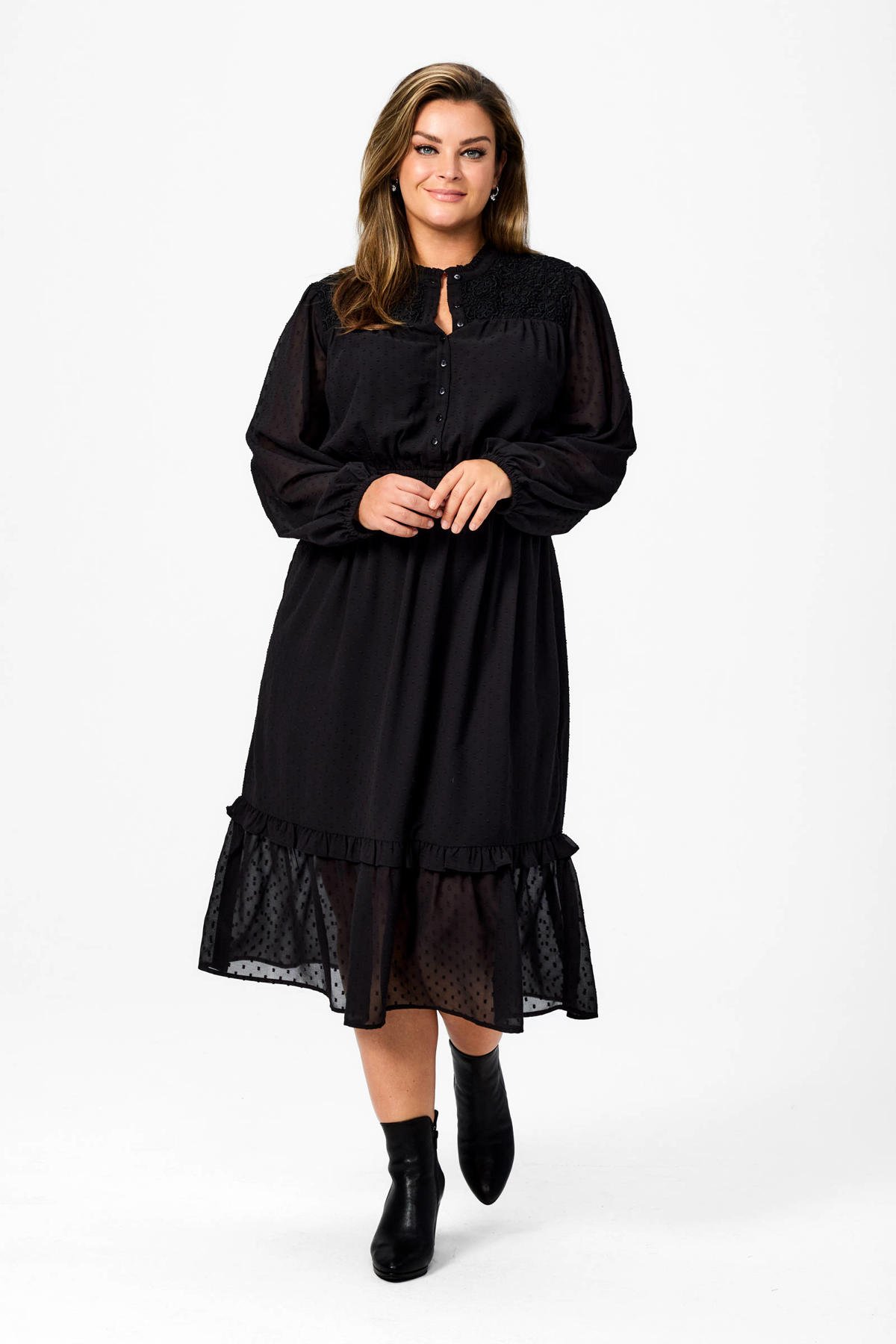 Jennie Josh V Witte Blouse Groene Jurk Jurken Dames Herfst 2021