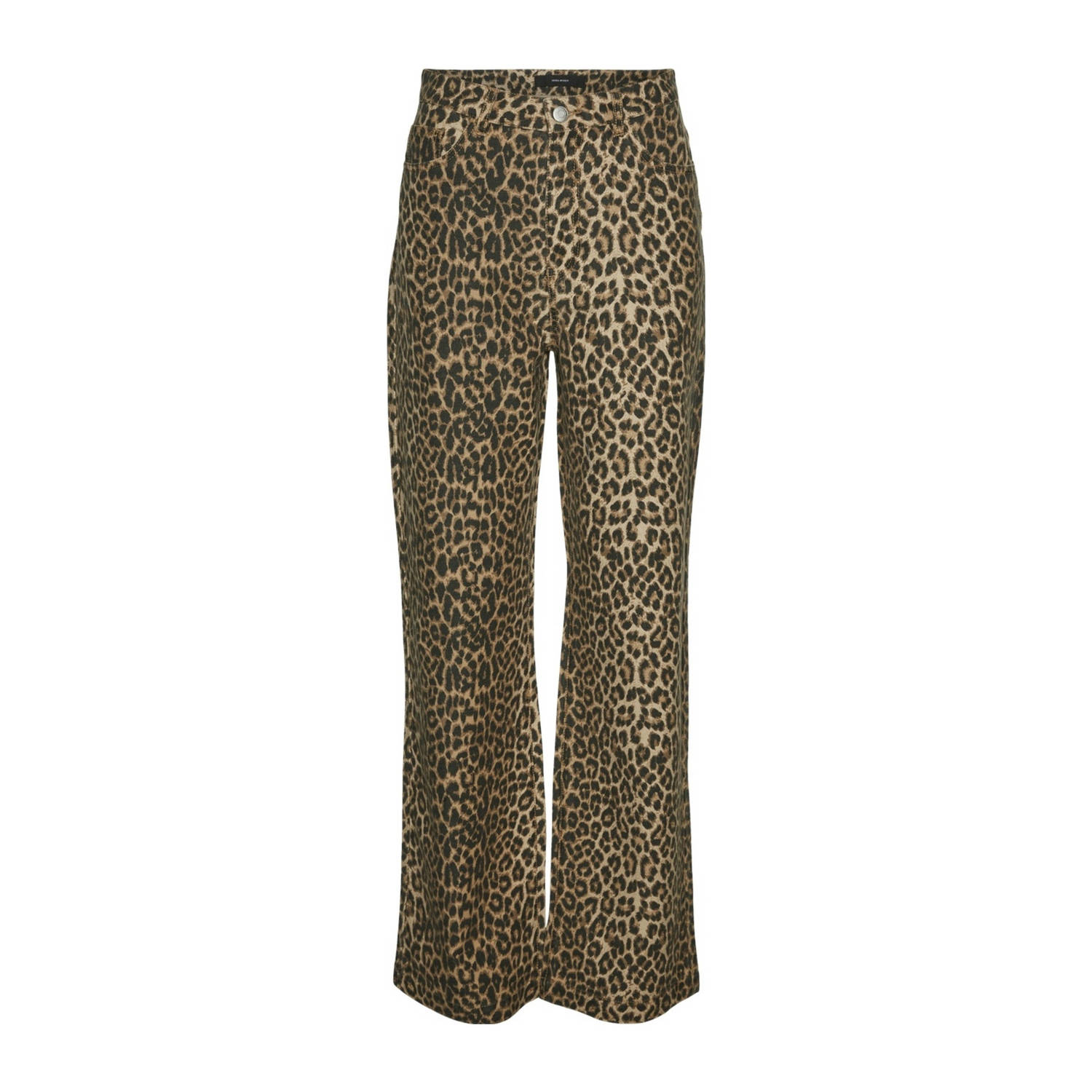 VERO MODA regular jeans met dierenprint donkerbruin zwart