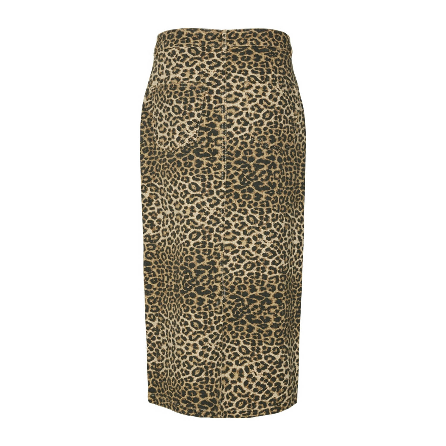 VERO MODA midi spijkerrok met dierenprint bruin zwart