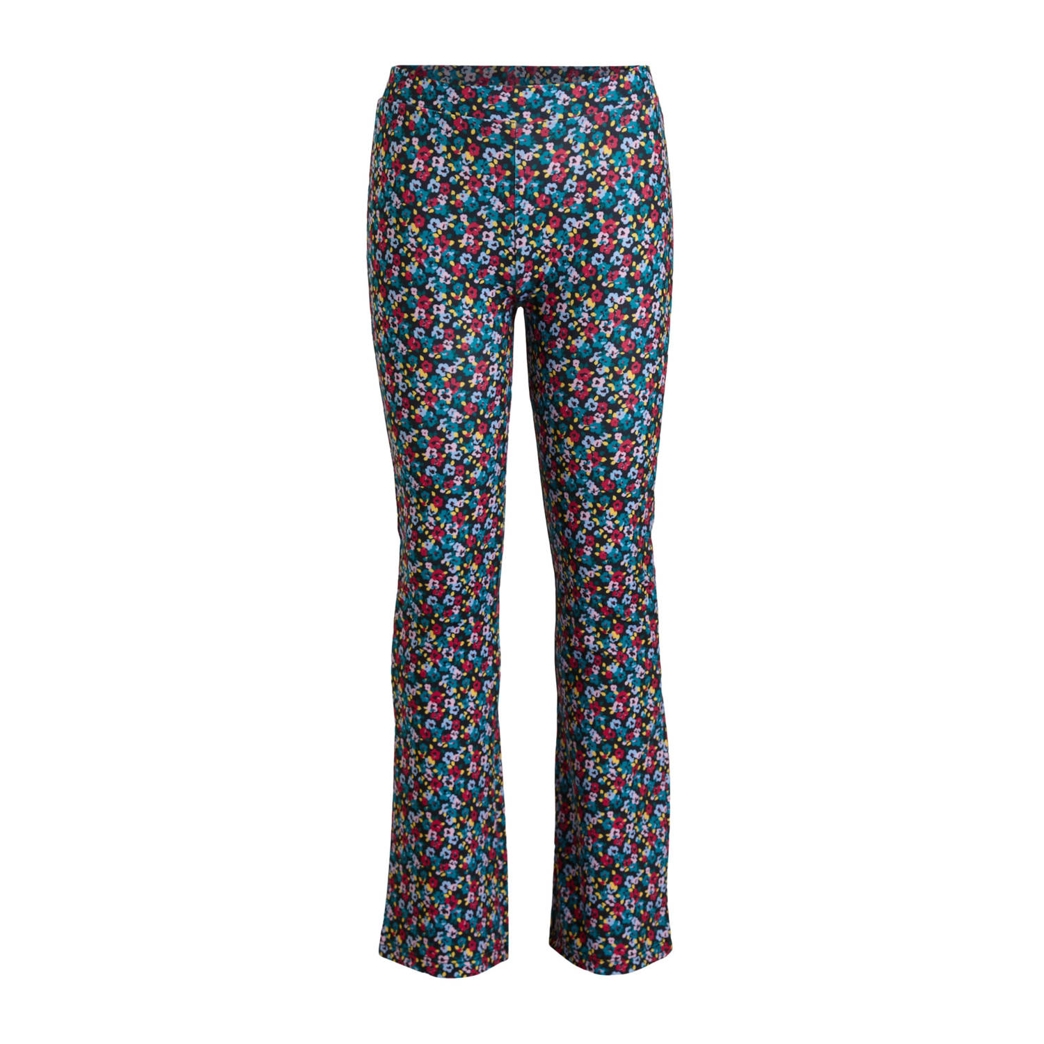Anytime flared broek met bloemenprint donkerblauw