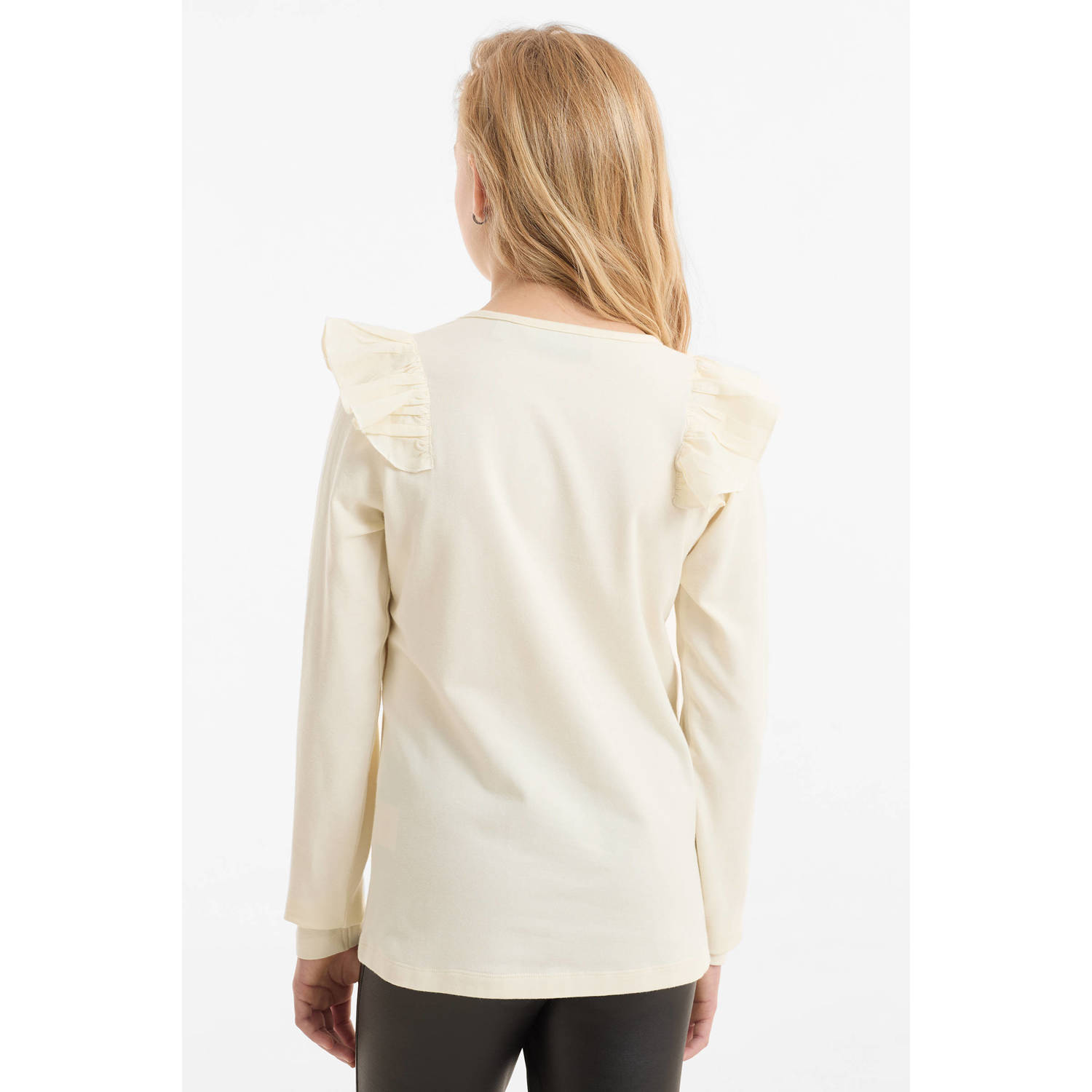 anytime longsleeve met ruffle wit