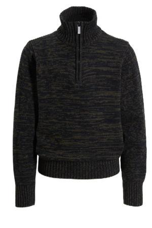 gebreide schipperstrui groen / donkerblauw