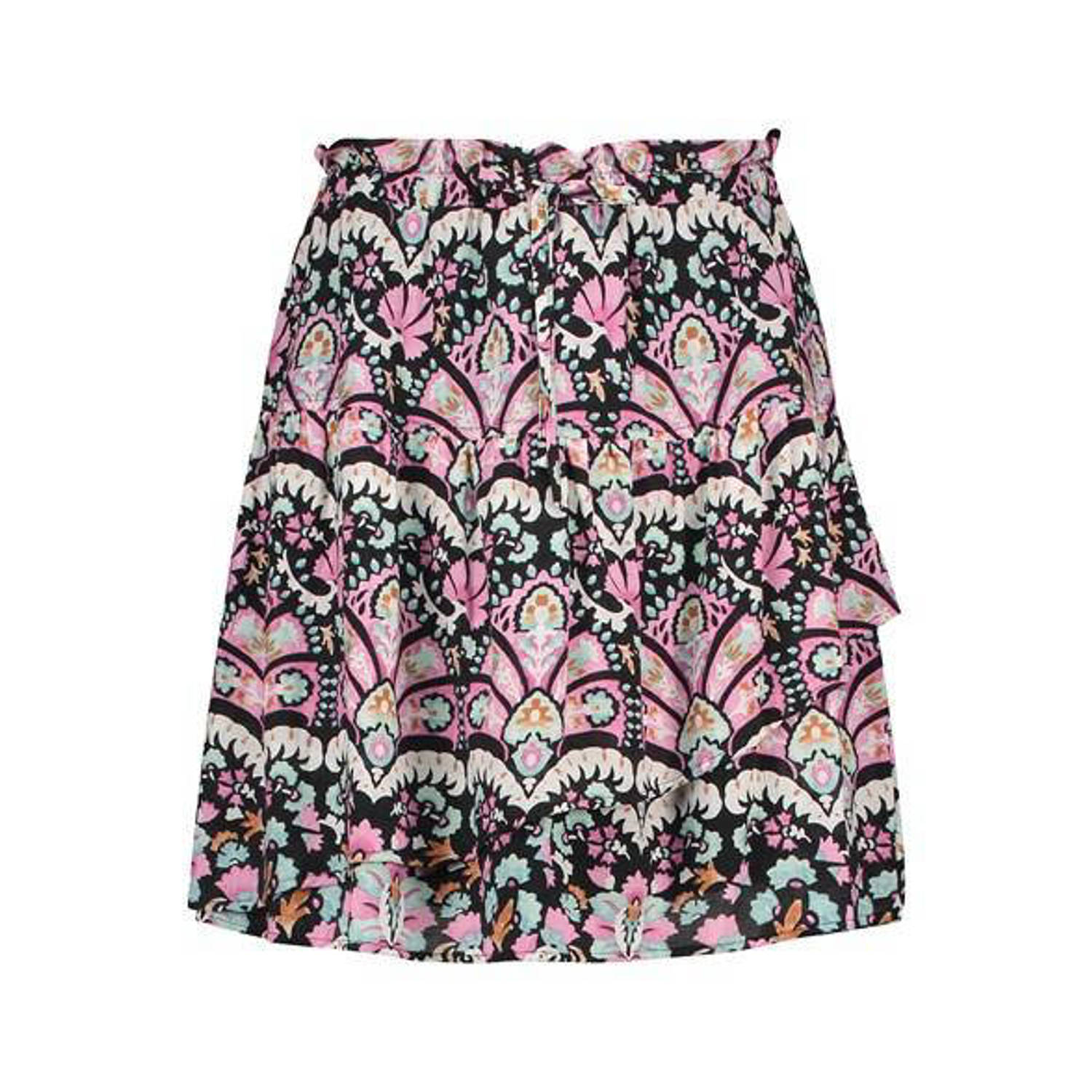Tramontana rok met all over print zwart paars