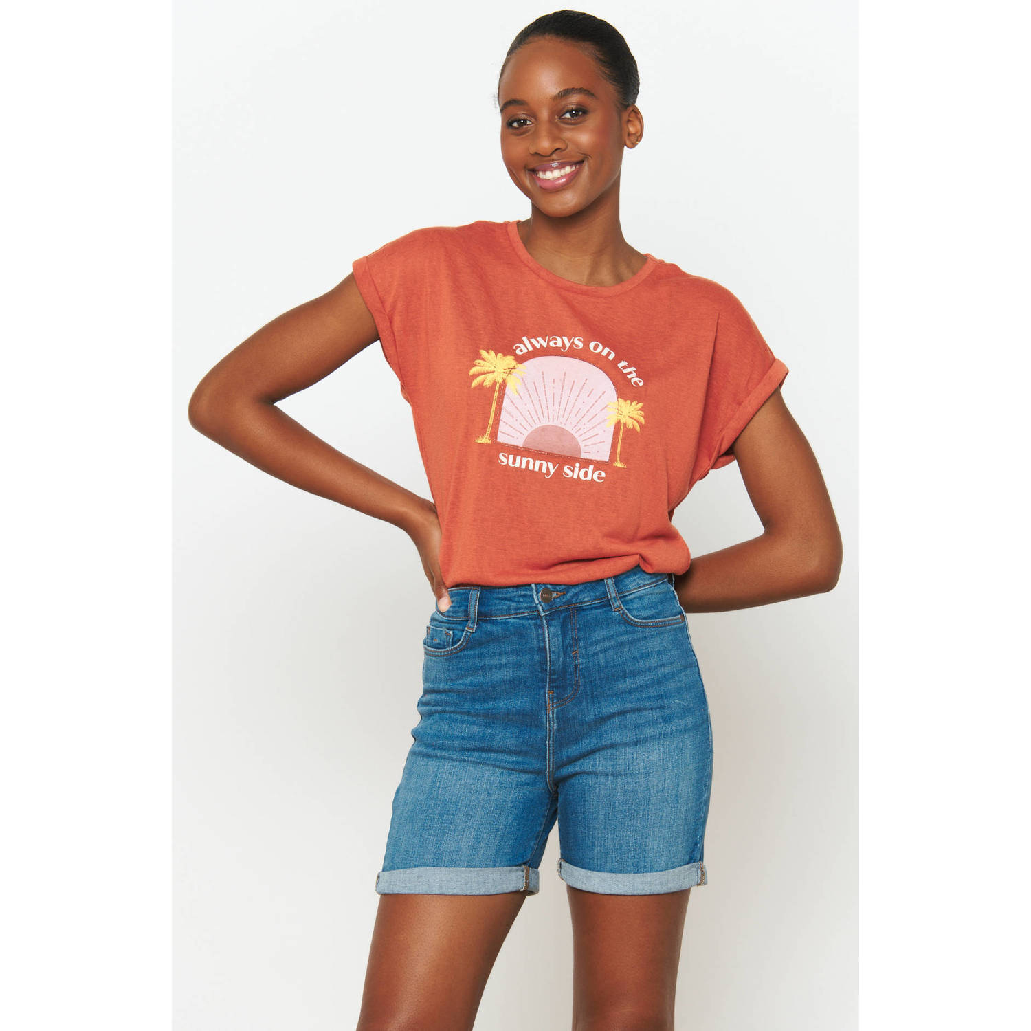 LOLALIZA skinny denim short medium blue denim