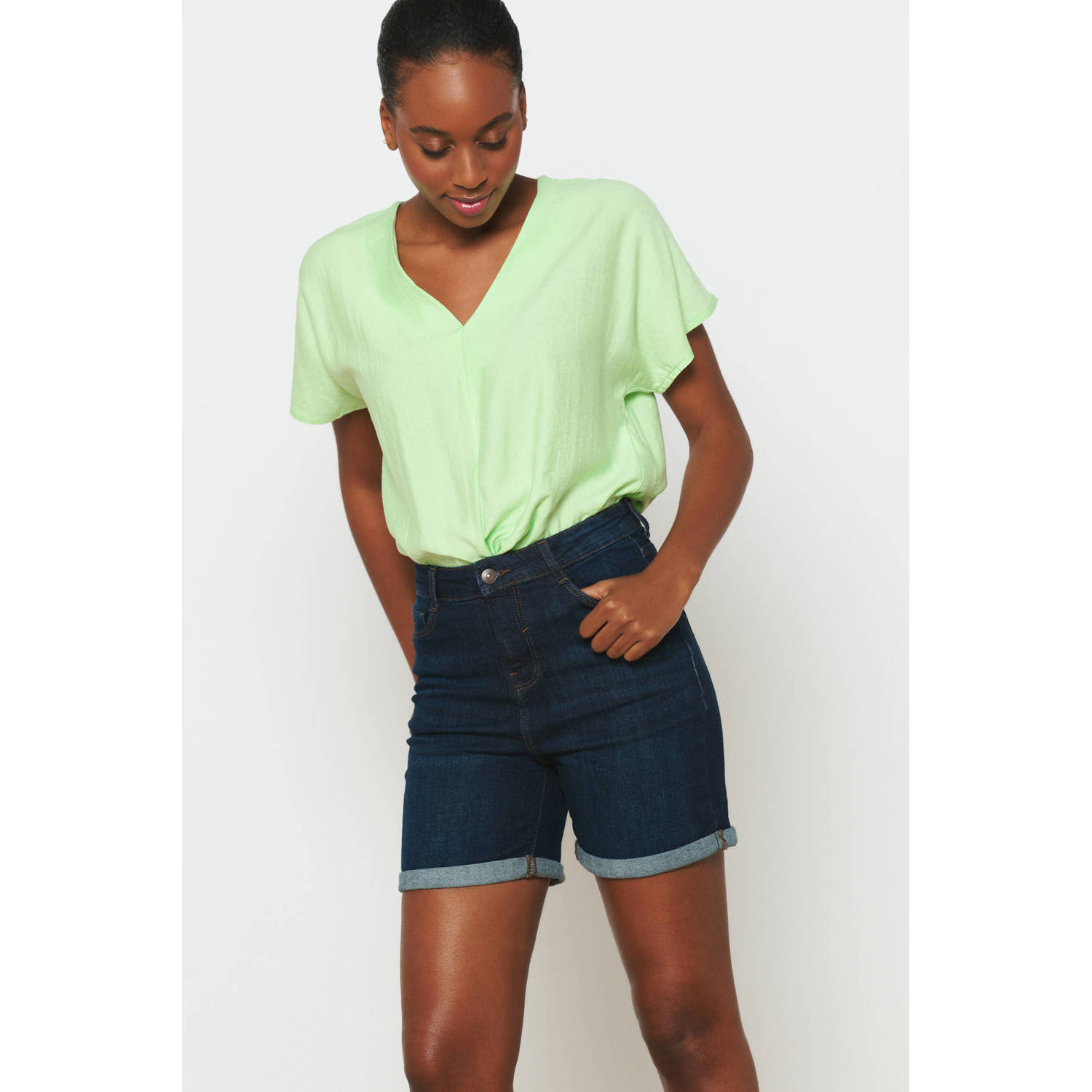 LOLALIZA skinny denim short dark blue denim