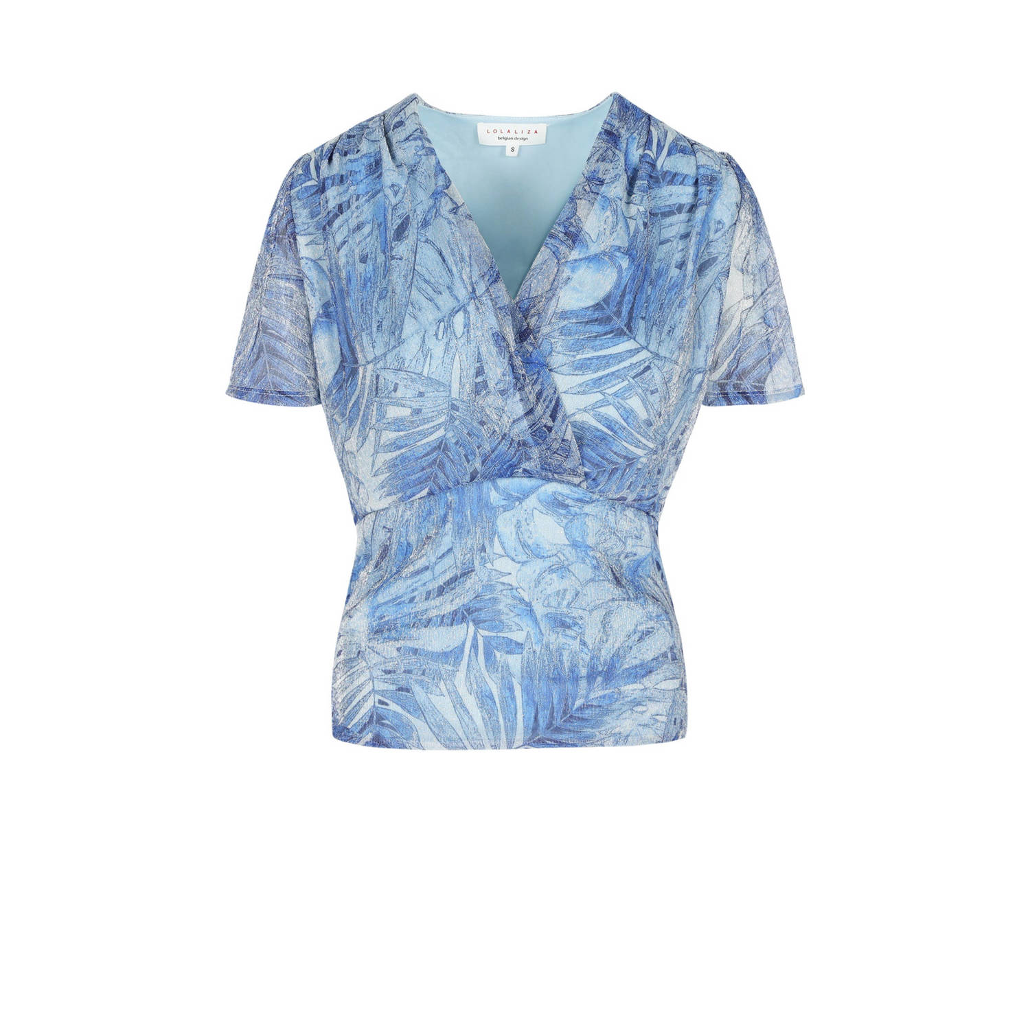 LOLALIZA top met all over print en plooien blauw