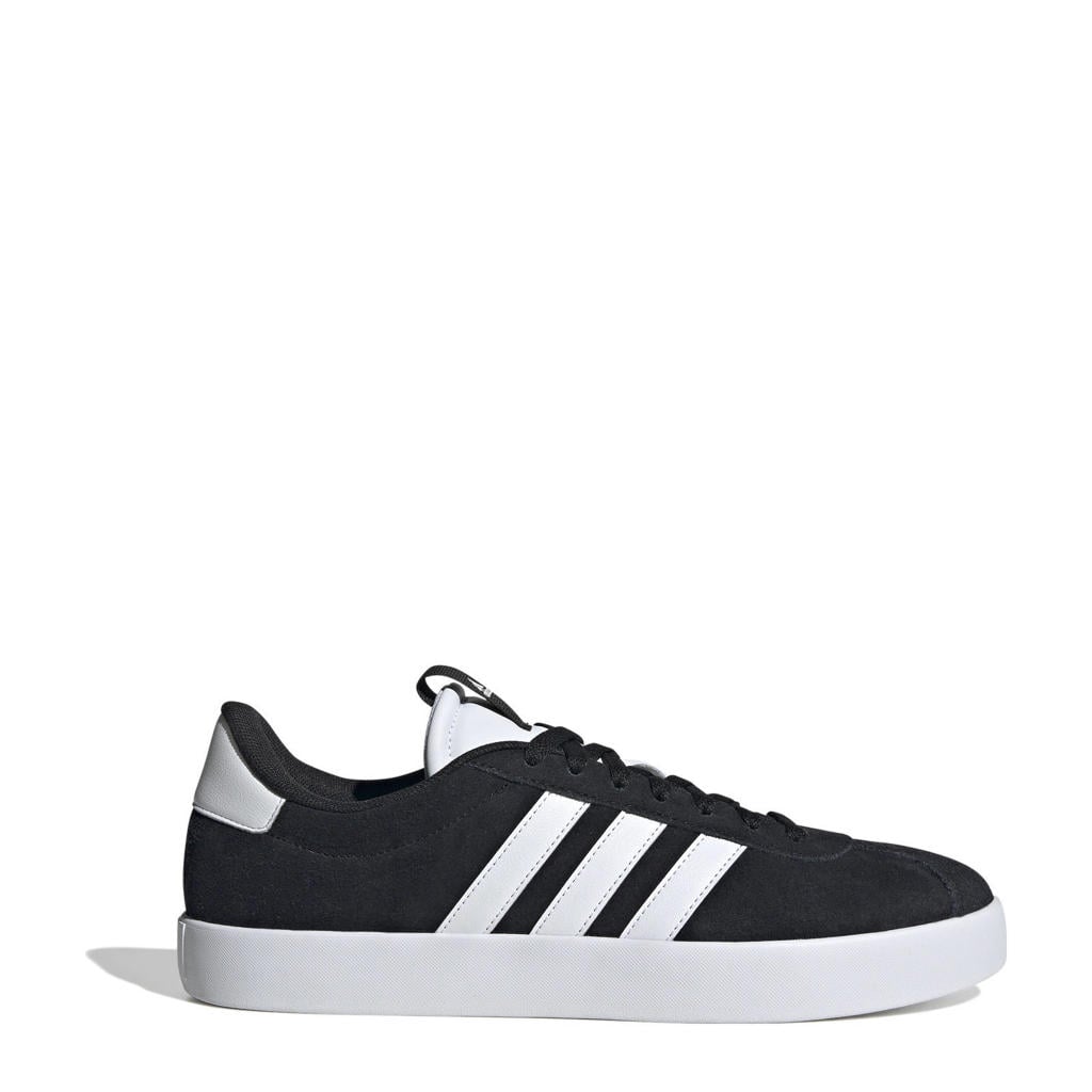 Zwart en witte heren adidas Sportswear VL Court 3.0 sneakers van suède met veters