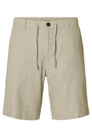 thumbnail: Selected linnen regular chino short grijsgroen