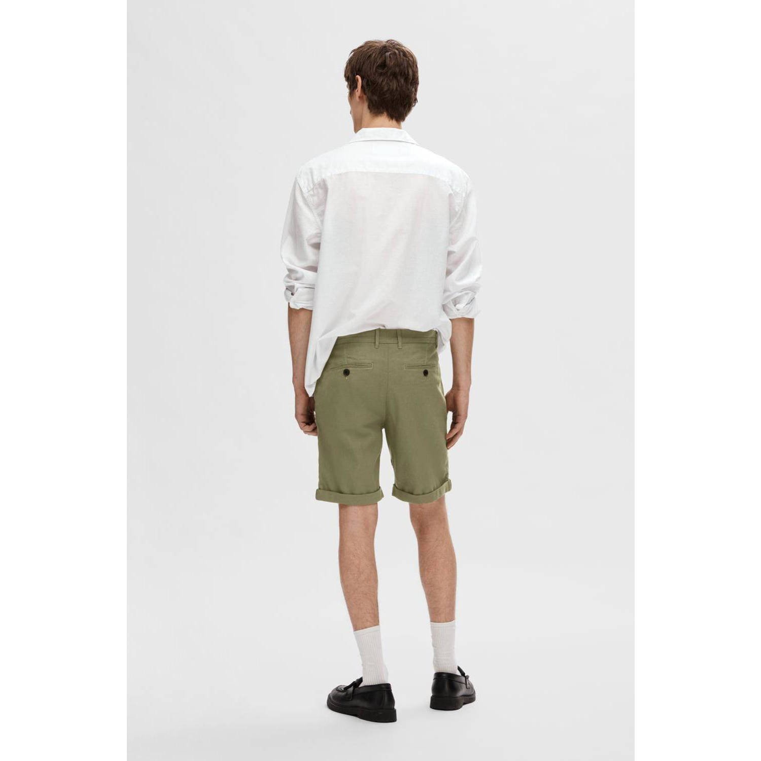 SELECTED HOMME slim fit short SLHSLIM-LUTON olijfgroen