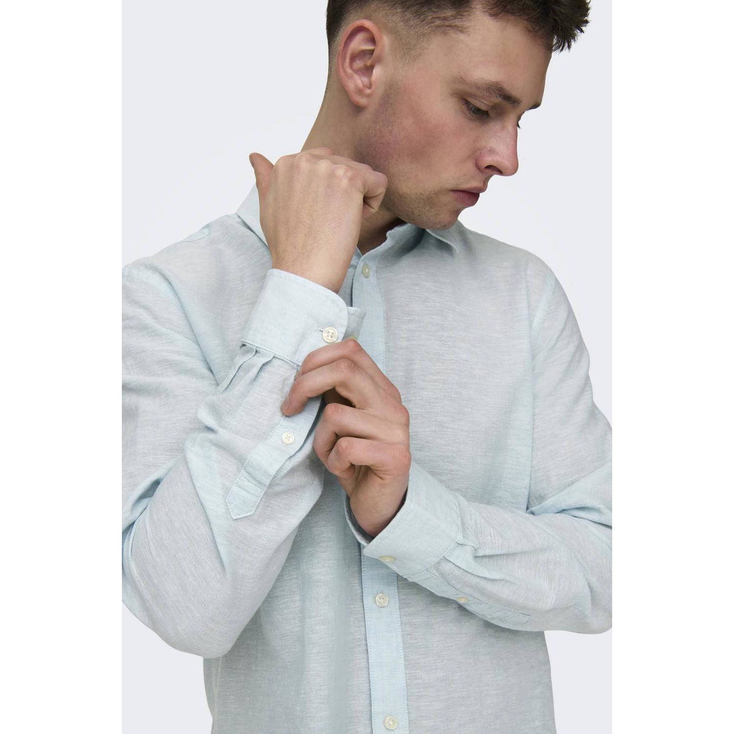 ONLY & SONS gemêleerd slim fit overhemd ONSCAIDEN