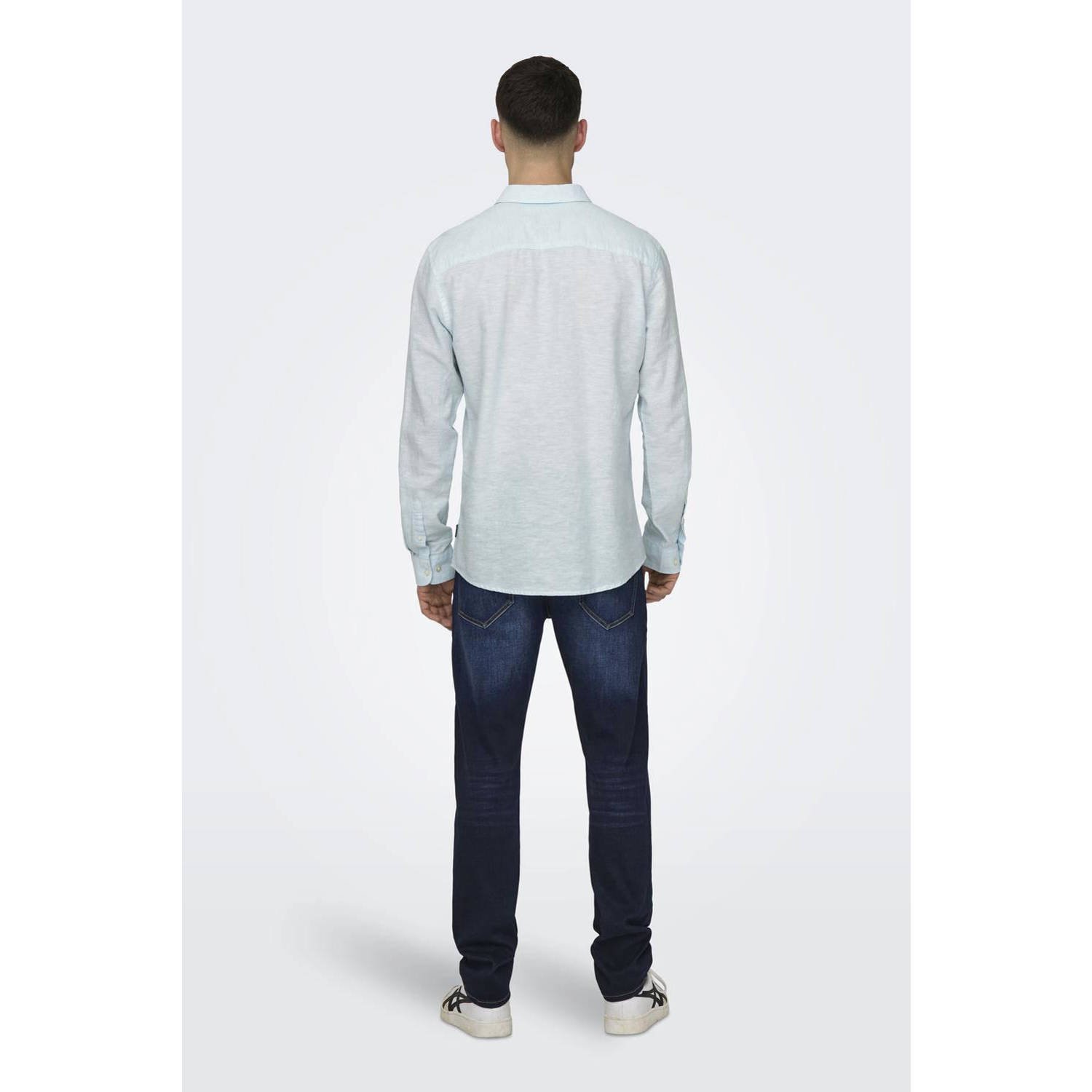ONLY & SONS gemêleerd slim fit overhemd ONSCAIDEN