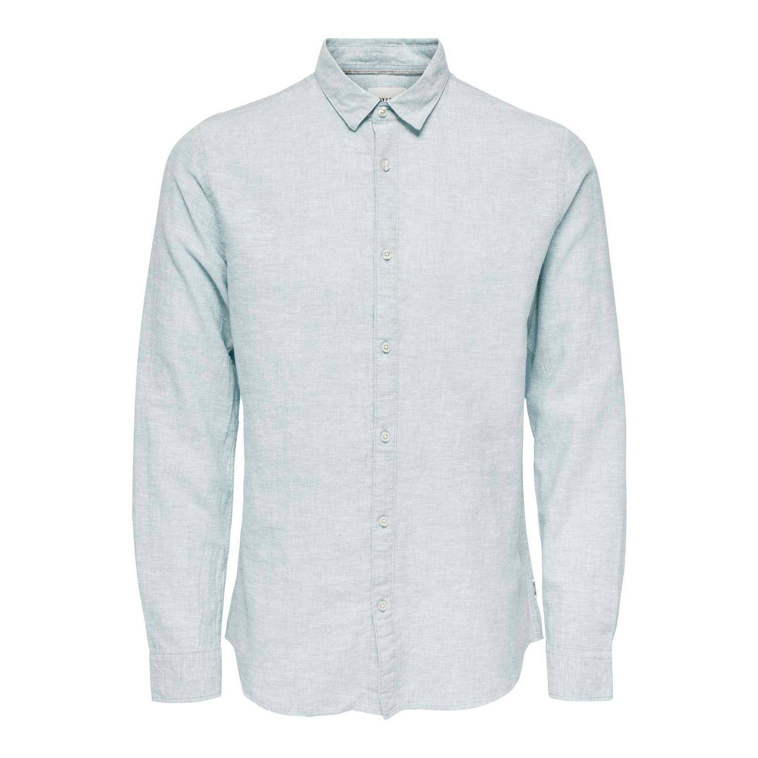 ONLY & SONS gemêleerd slim fit overhemd ONSCAIDEN