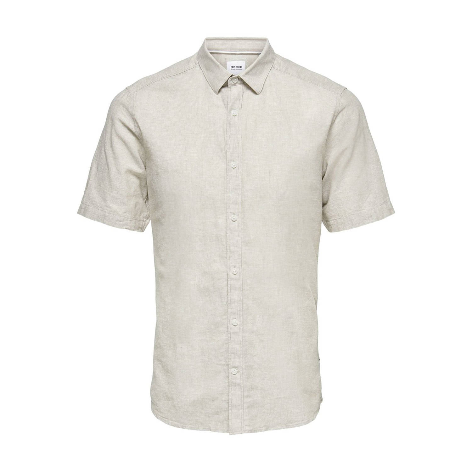 ONLY & SONS Overhemd met korte mouwen ONSCAIDEN SS SOLID LINEN SHIRT NOOS