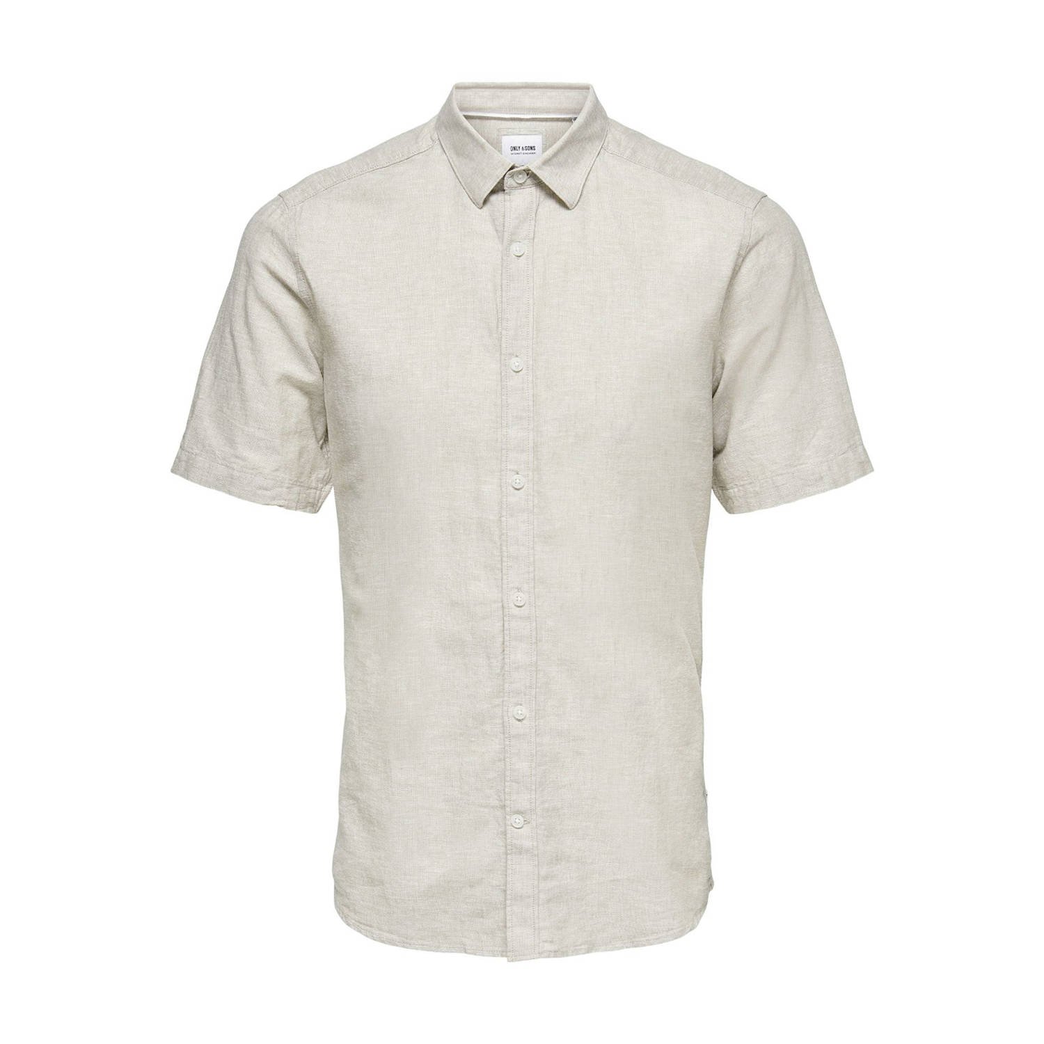 ONLY & SONS gemêleerd slim fit overhemd ONSCAIDEN beige