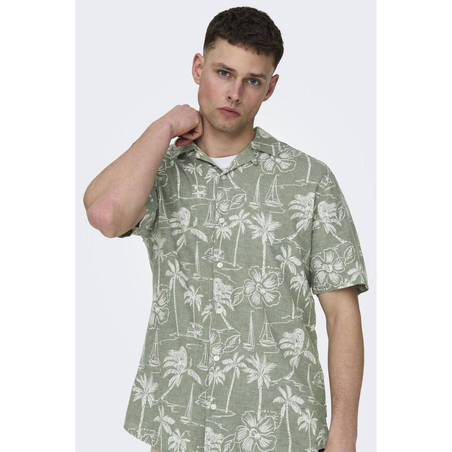 ONLY & SONS regular fit overhemd ONSCAIDEN met all over print