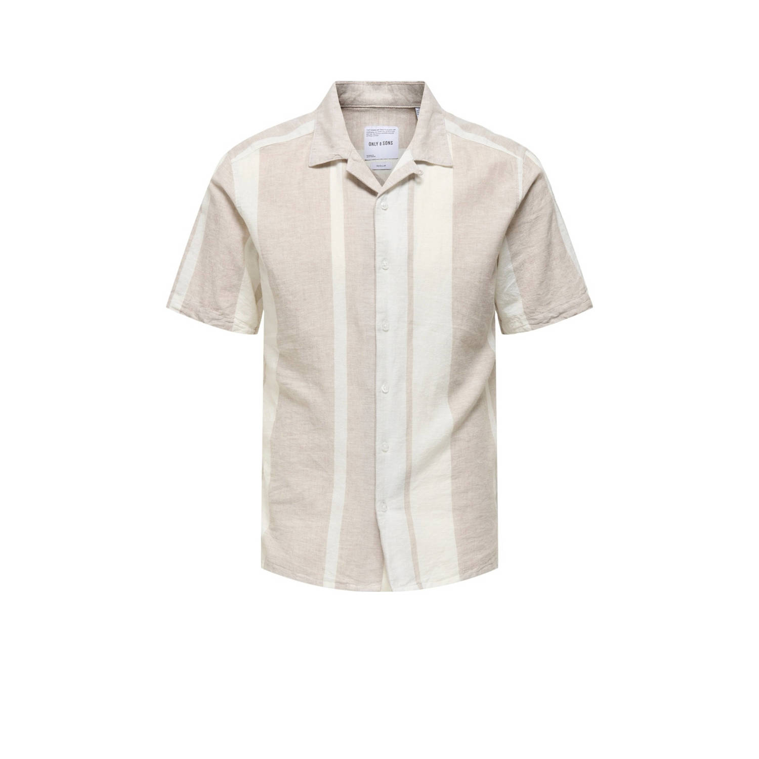 ONLY & SONS gestreept regular fit overhemd ONSCAIDEN beige