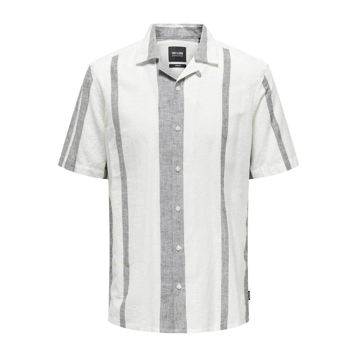 ONLY & SONS Overhemd met korte mouwen ONSCAIDEN SS STRIPE LINEN RESORT NOOS