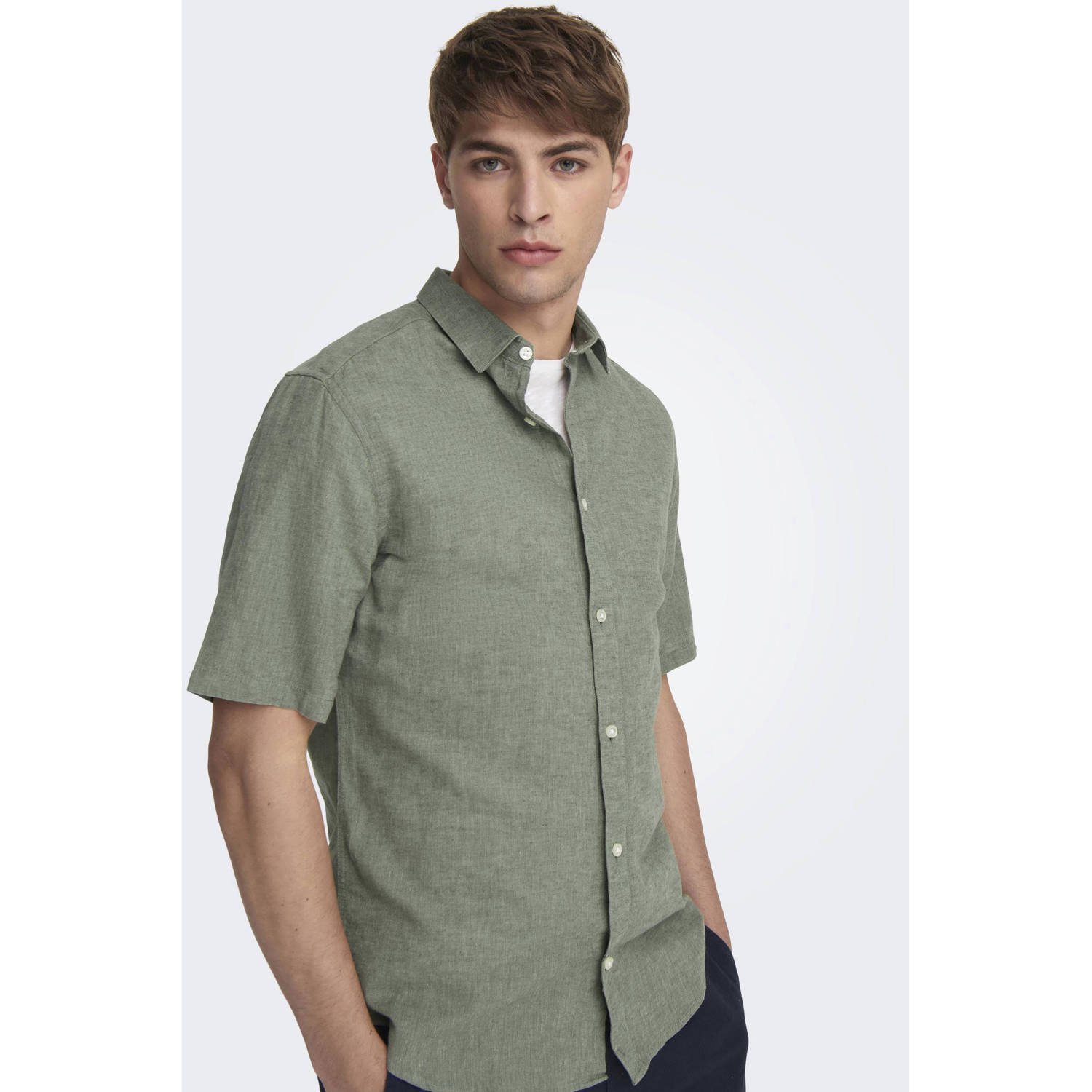 ONLY & SONS slim fit overhemd ONSCAIDEN swamp