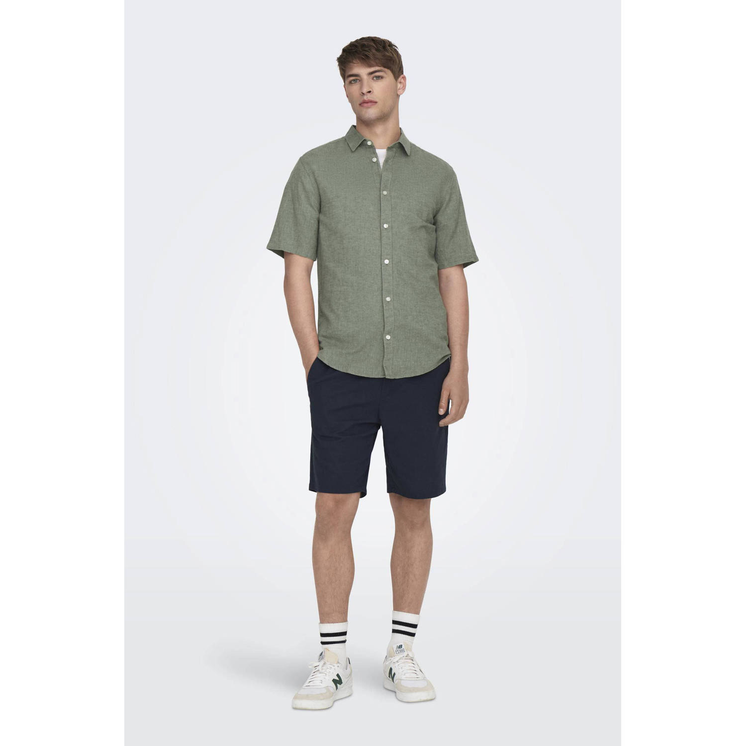 ONLY & SONS slim fit overhemd ONSCAIDEN swamp