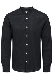 thumbnail: ONLY & SONS slim fit overhemd met linnen ONSCAIDEN black