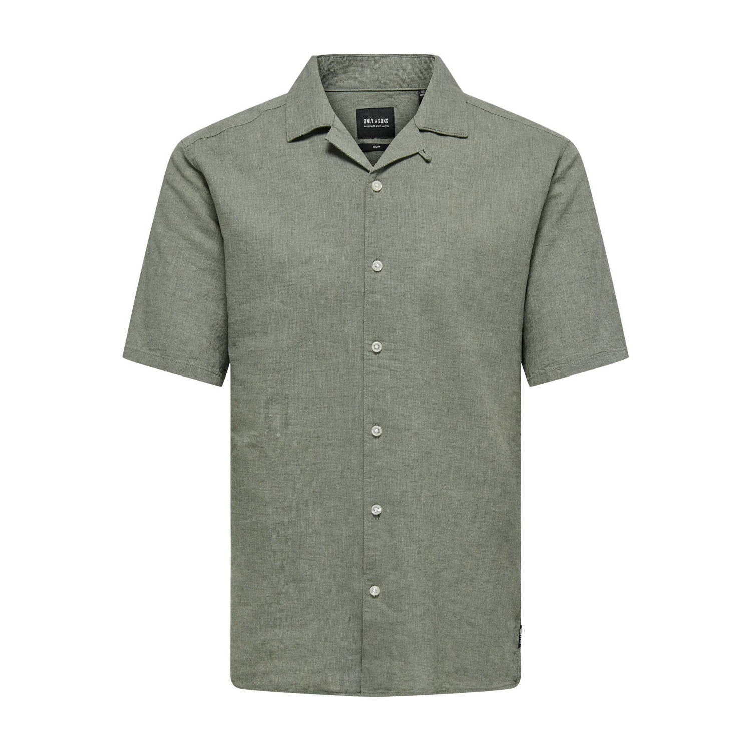 ONLY & SONS gemêleerd slim fit overhemd ONSCAIDEN groen