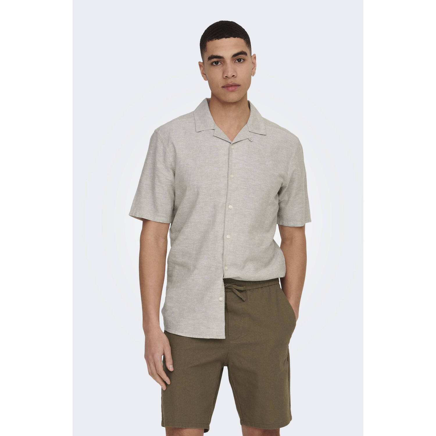 ONLY & SONS Overhemd met korte mouwen ONSCAIDEN SS SOLID RESORT LINEN NOOS
